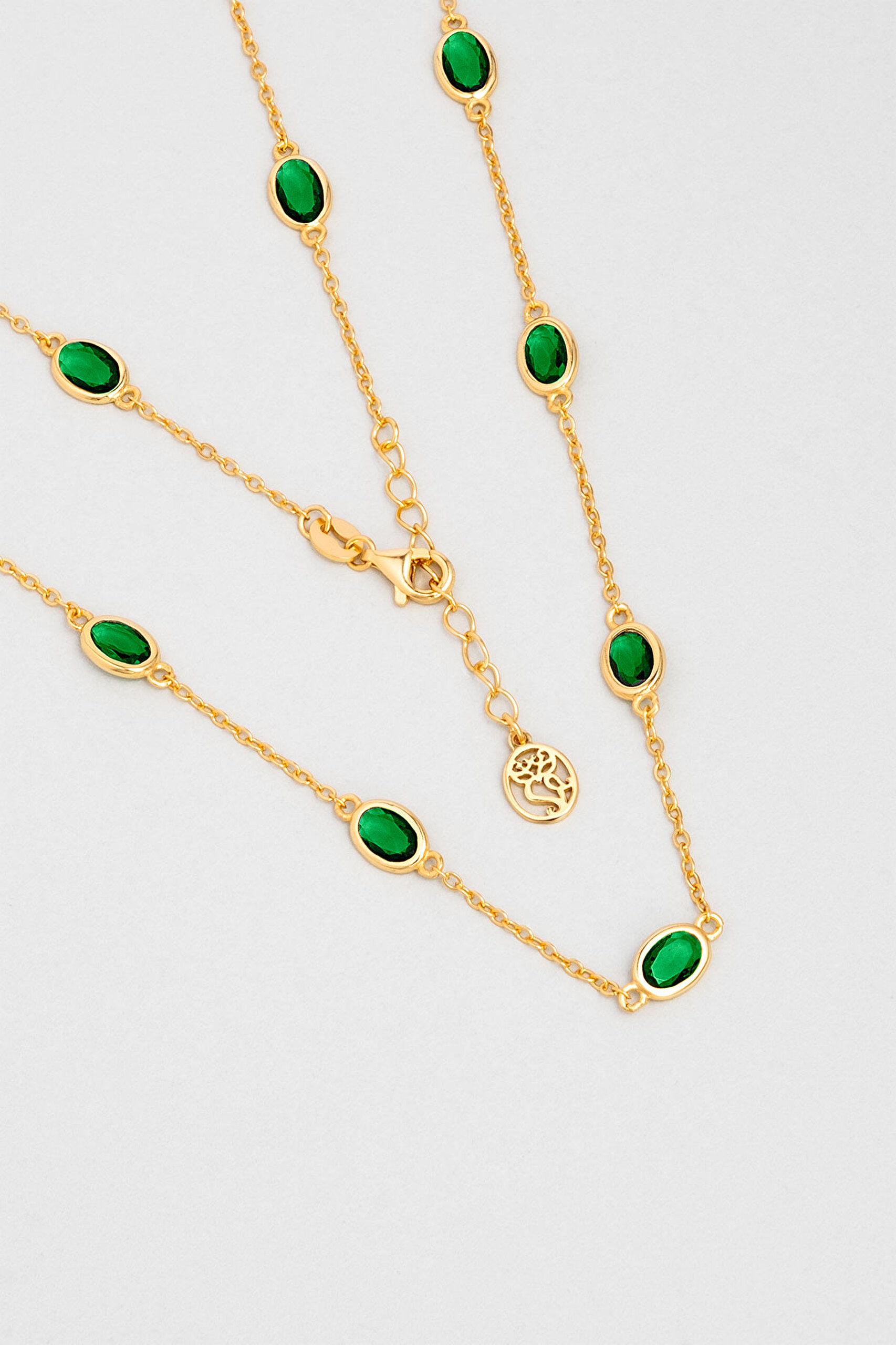 ⁠ Büyülü Renkler 18 Ayar Sarı Altın Kaplama 45 Cm Gümüş Kolye_0}