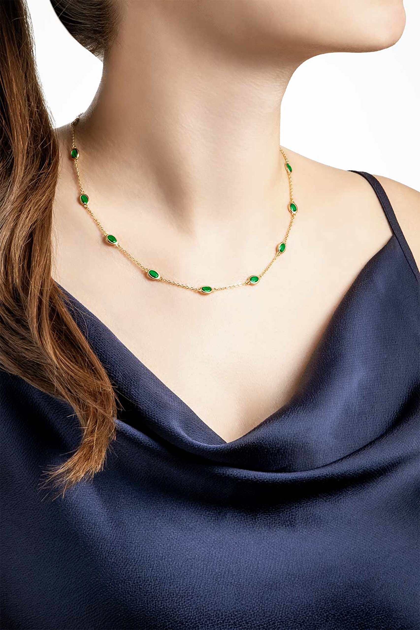 ⁠ Büyülü Renkler 18 Ayar Sarı Altın Kaplama 45 Cm Gümüş Kolye_3}