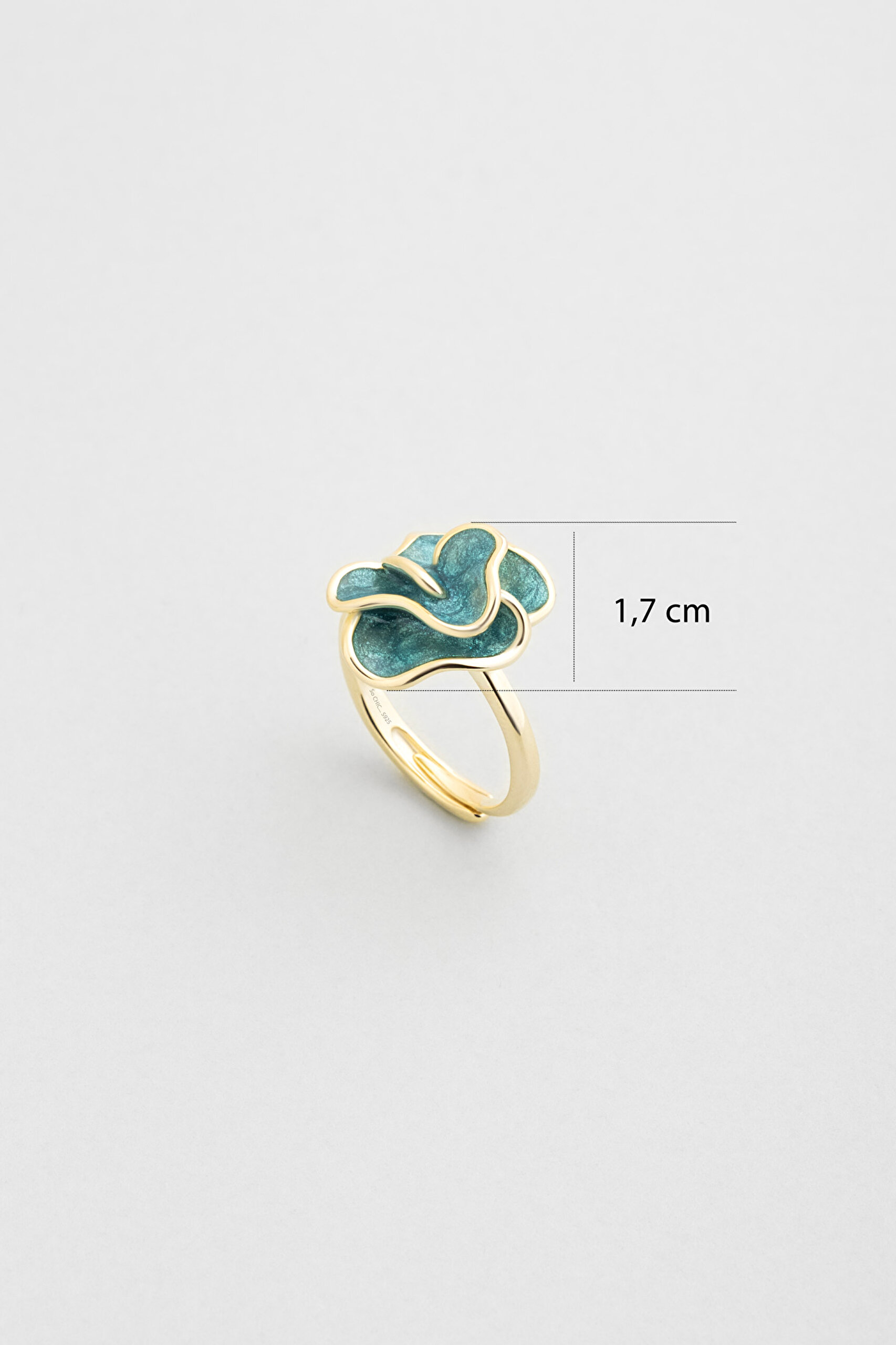 ⁠ Venedik Çiçeği 18 Ayar Sarı Altın Kaplama Ayarlanabilir Gümüş Yüzük_2}