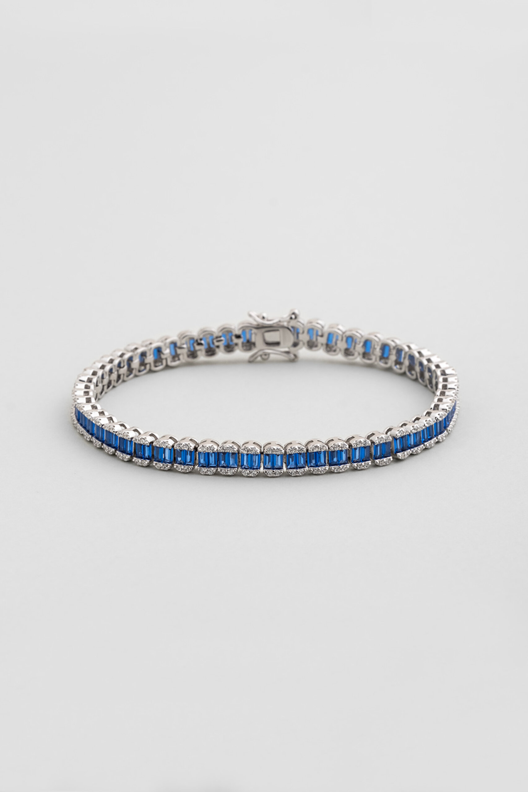 ⁠ Safir Yolu 18 Ayar Beyaz Altın Kaplama Gümüş Bileklik_0}