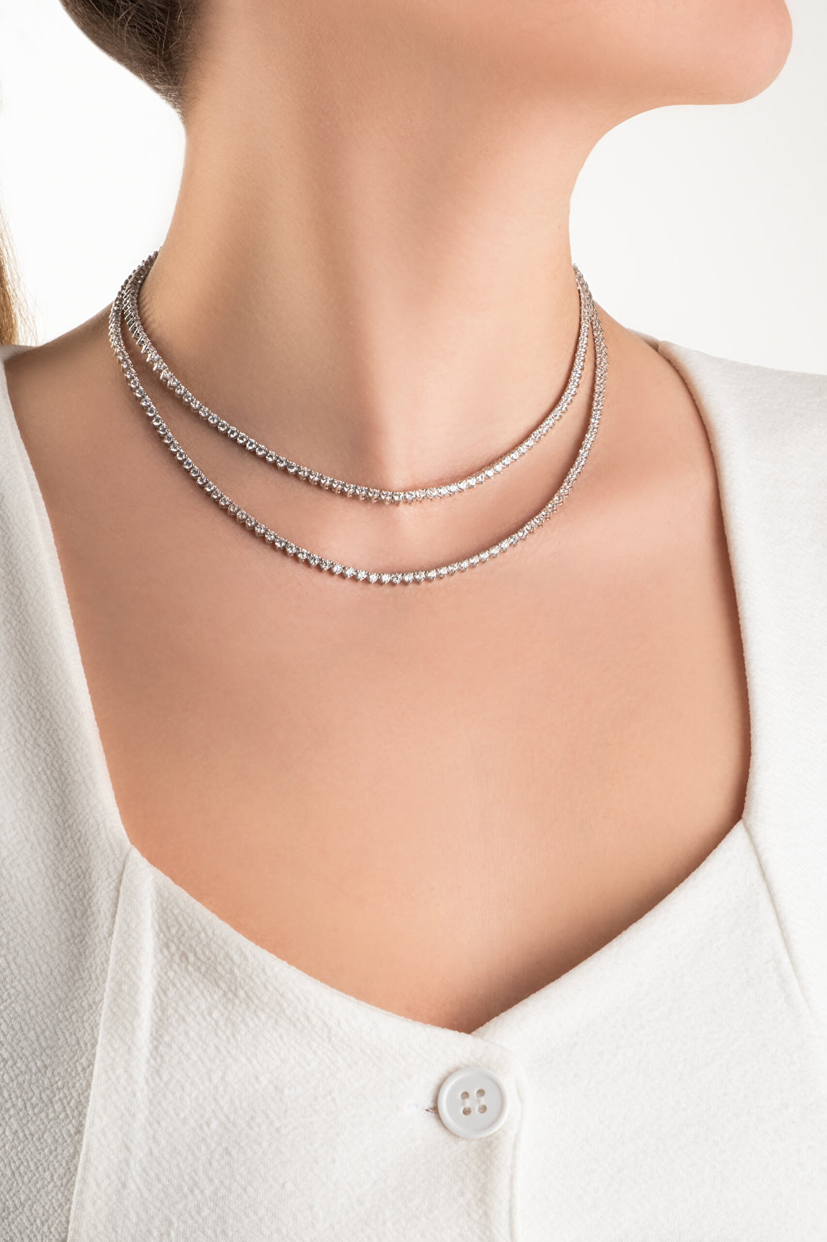 ⁠ Euphoria 18 Ayar Beyaz Altın Kaplama Gümüş Su Yolu Kolye_5}