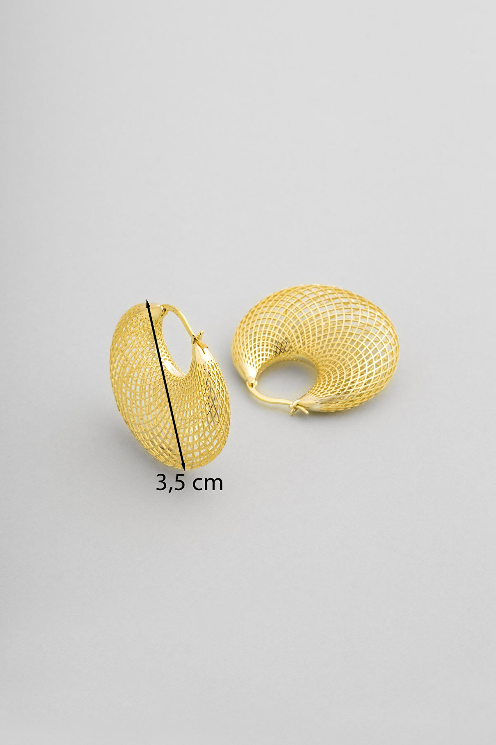 Güneş Tanrısı 18 Ayar Sarı Altın Kaplama Gümüş Halka Küpe - 2