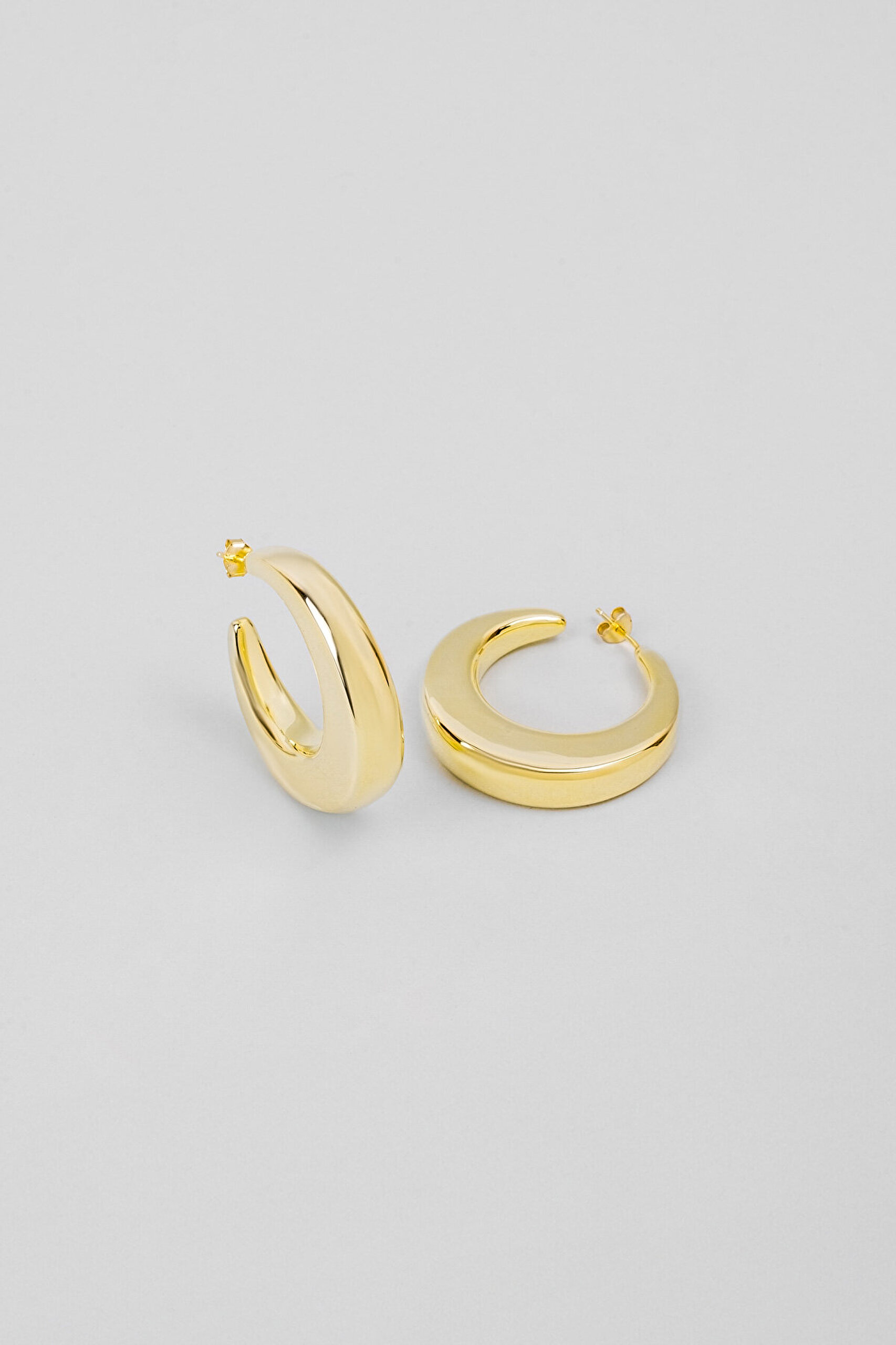 Felix 18 Ayar Sarı Altın Kaplama Gümüş Halka Küpe - 0