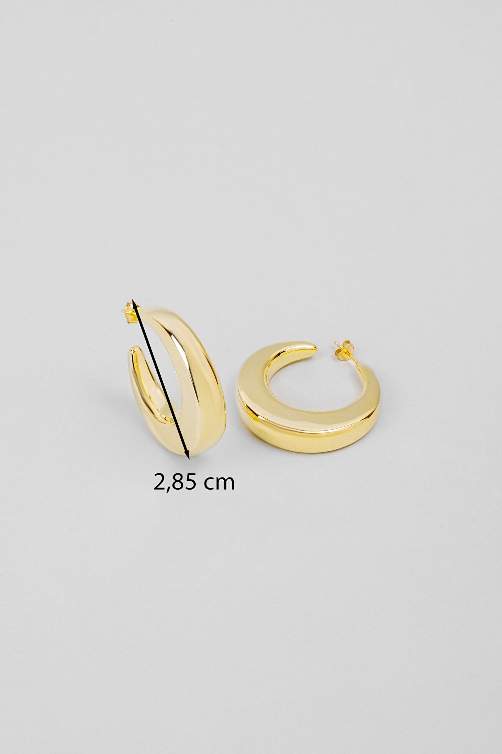 Felix 18 Ayar Sarı Altın Kaplama Gümüş Halka Küpe - 2