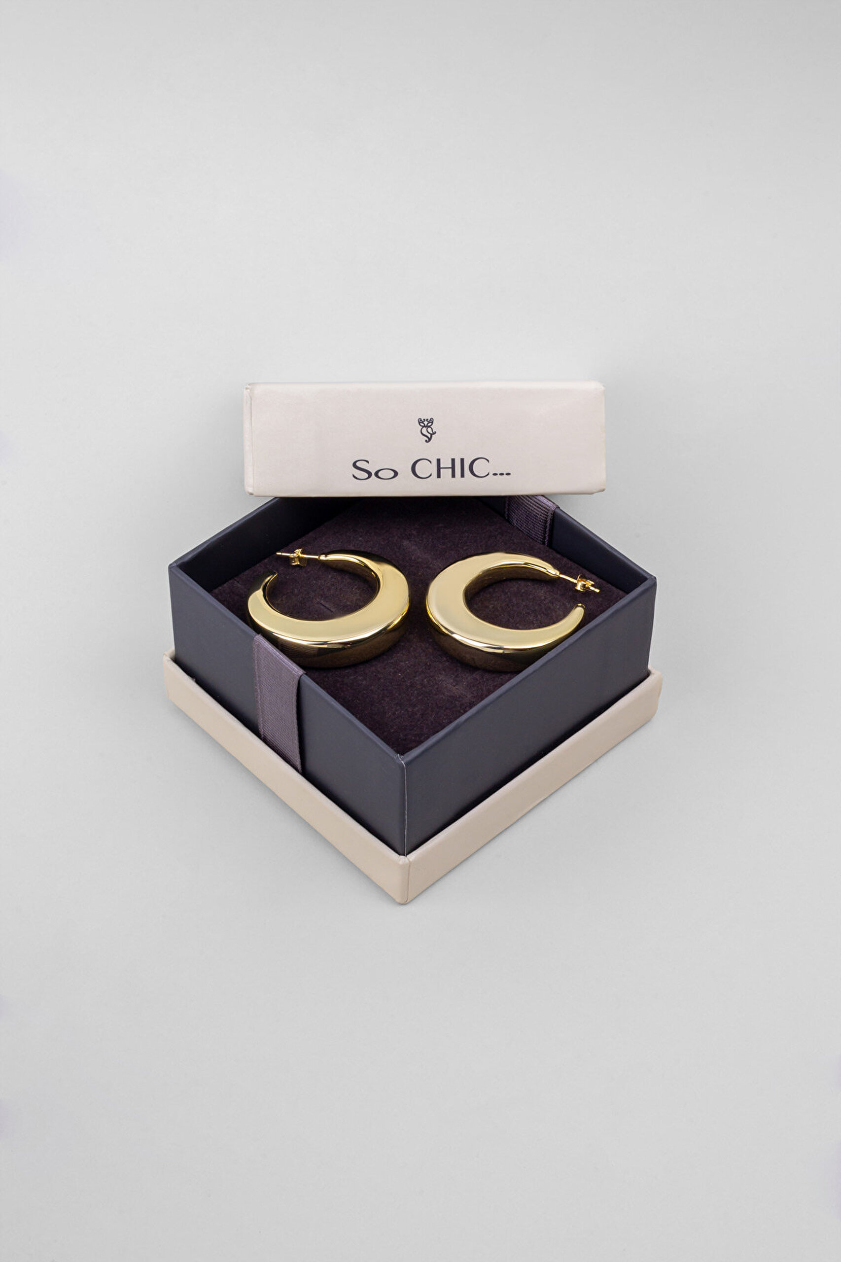 Felix 18 Ayar Sarı Altın Kaplama Gümüş Halka Küpe - 4