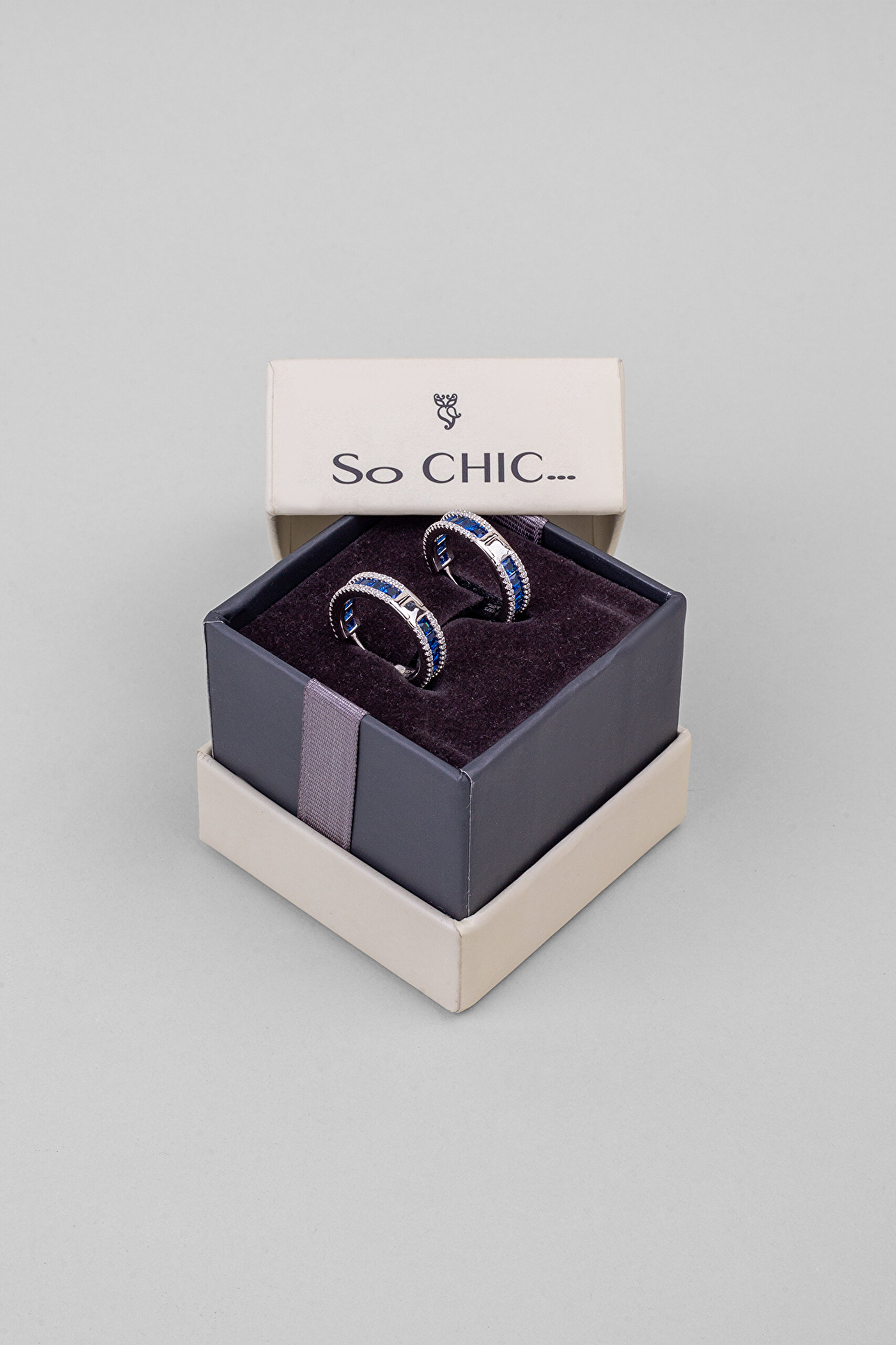 ⁠ Mavi Maia 18 Ayar Beyaz Altın Kaplama Gümüş Halka Küpe_4}