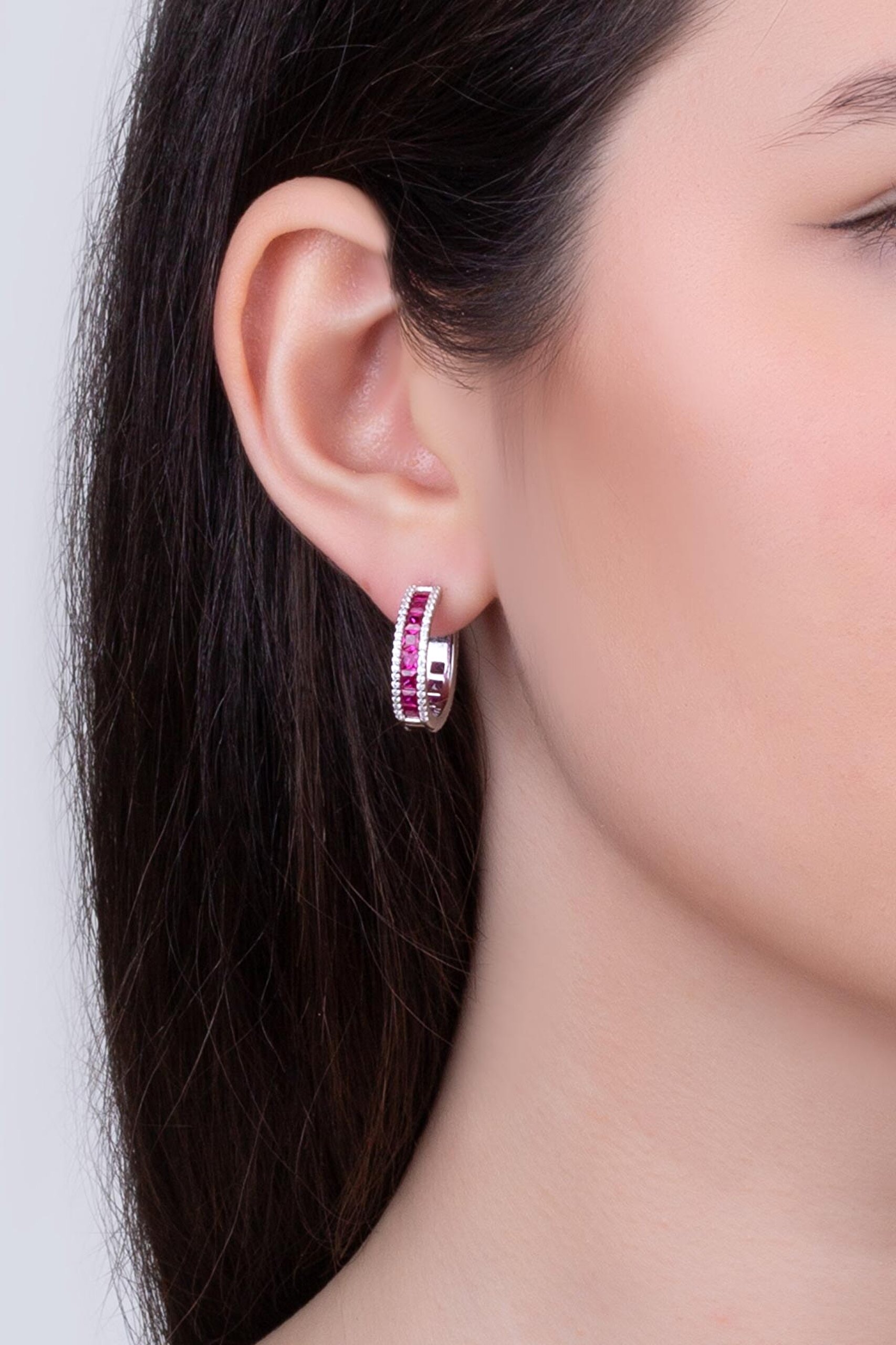 ⁠ Maia 18 Ayar Beyaz Altın Kaplama Gümüş Halka Küpe_1}