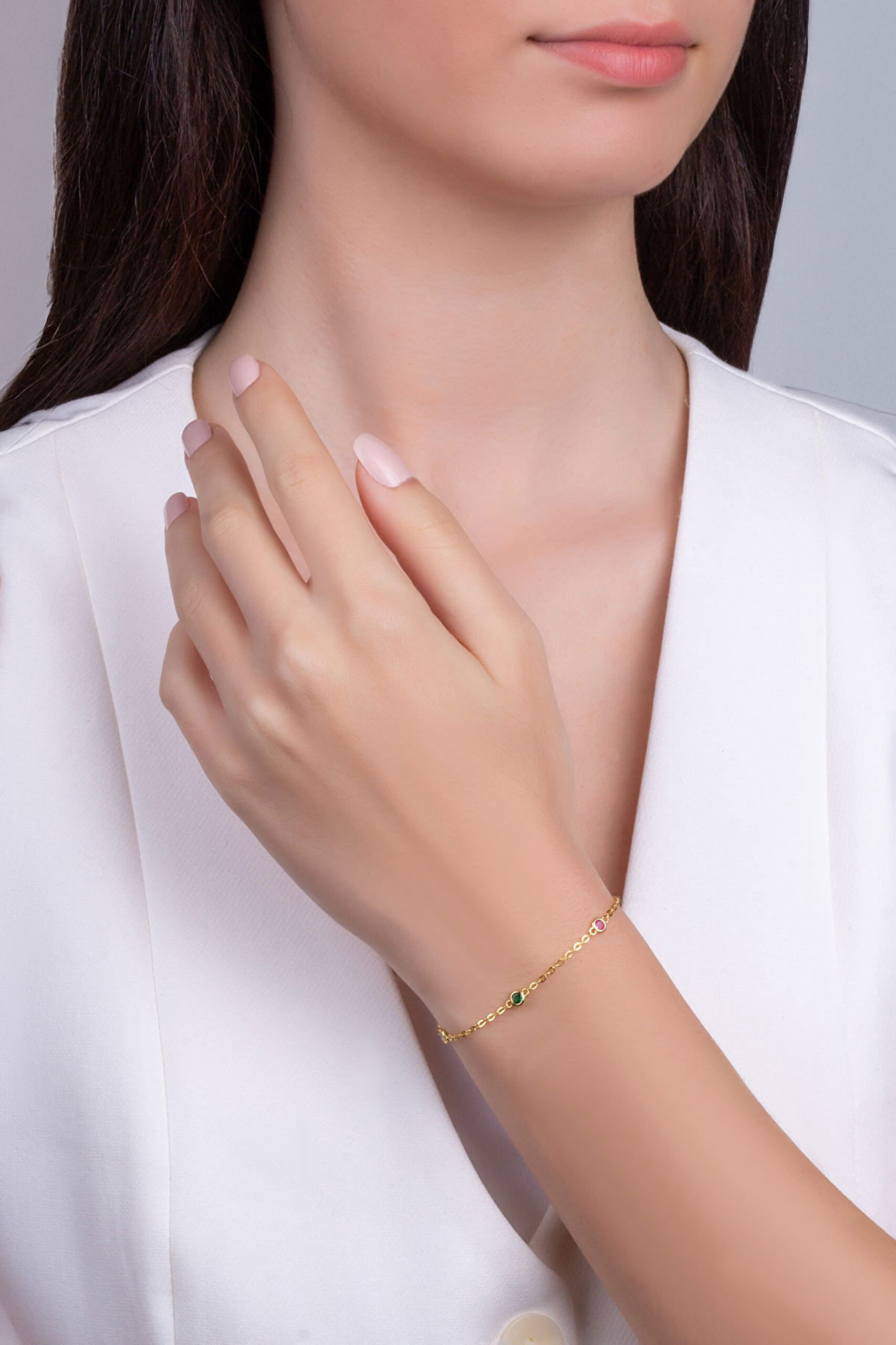 ⁠ Gökkuşağı Masalı 18 Ayar Sarı Altın Kaplama 19 Cm Gümüş Bileklik_3}