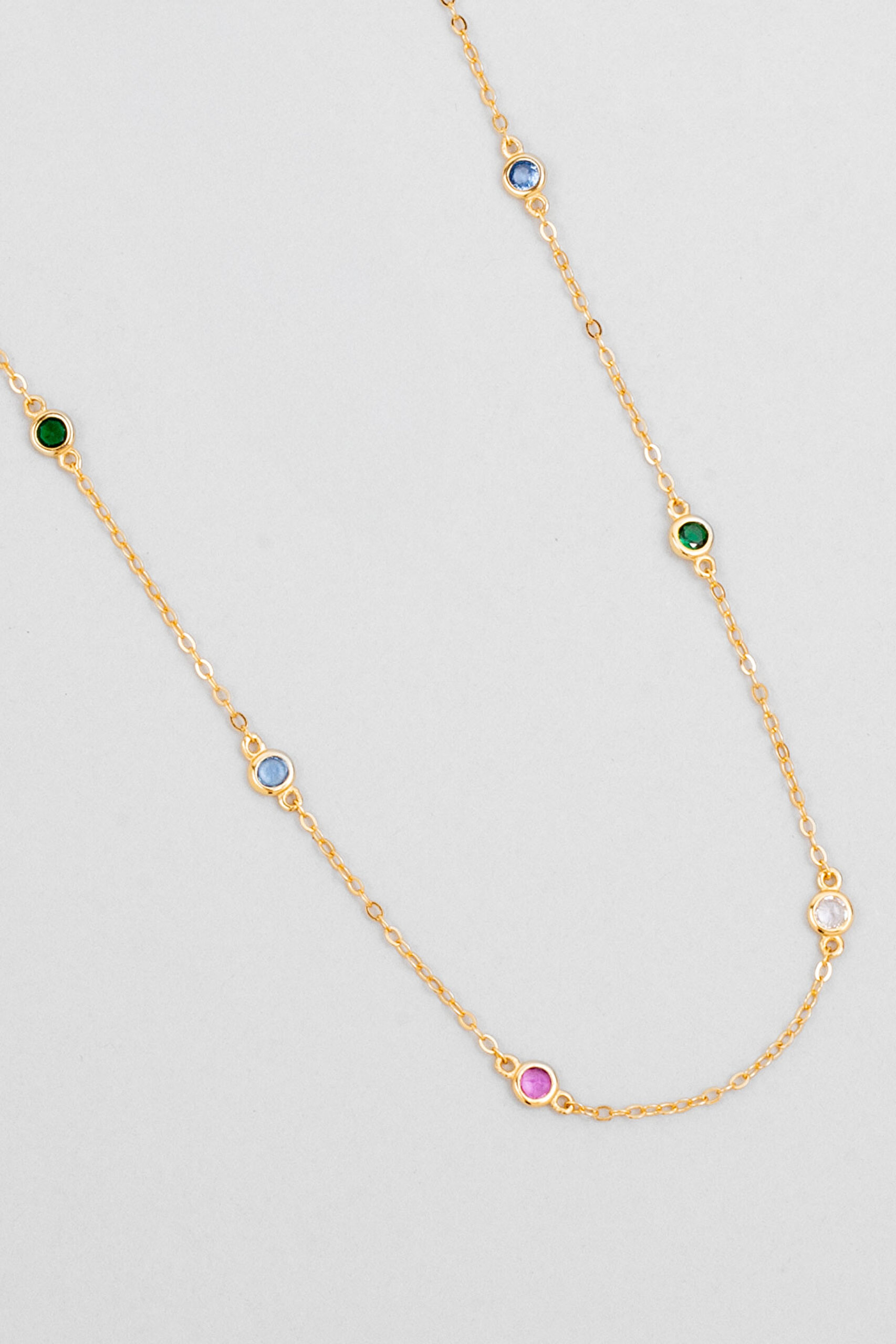 ⁠ Gökkuşağı Masalı 18 Ayar Sarı Altın Kaplama 65 Cm Gümüş Kolye_4}