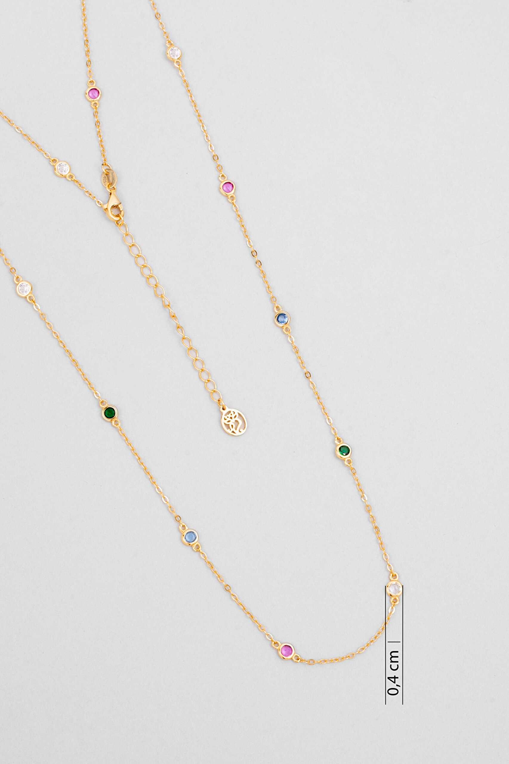 ⁠ Gökkuşağı Masalı 18 Ayar Sarı Altın Kaplama 65 Cm Gümüş Kolye_2}