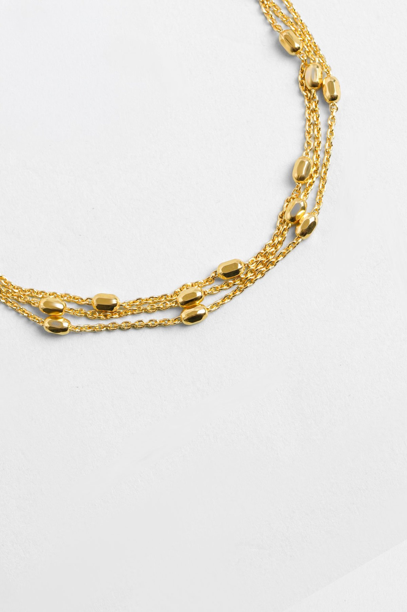 Livia İtalyan 18 Ayar Sarı Altın Kaplama 19 Cm Üç Sıra Gümüş Bileklik - 4