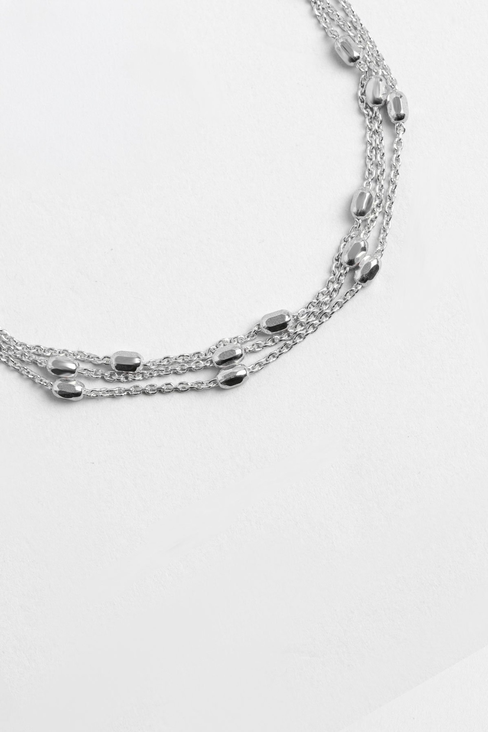Livia İtalyan 18 Ayar Beyaz Altın Kaplama 19 Cm Üç Sıra Gümüş Bileklik - 4