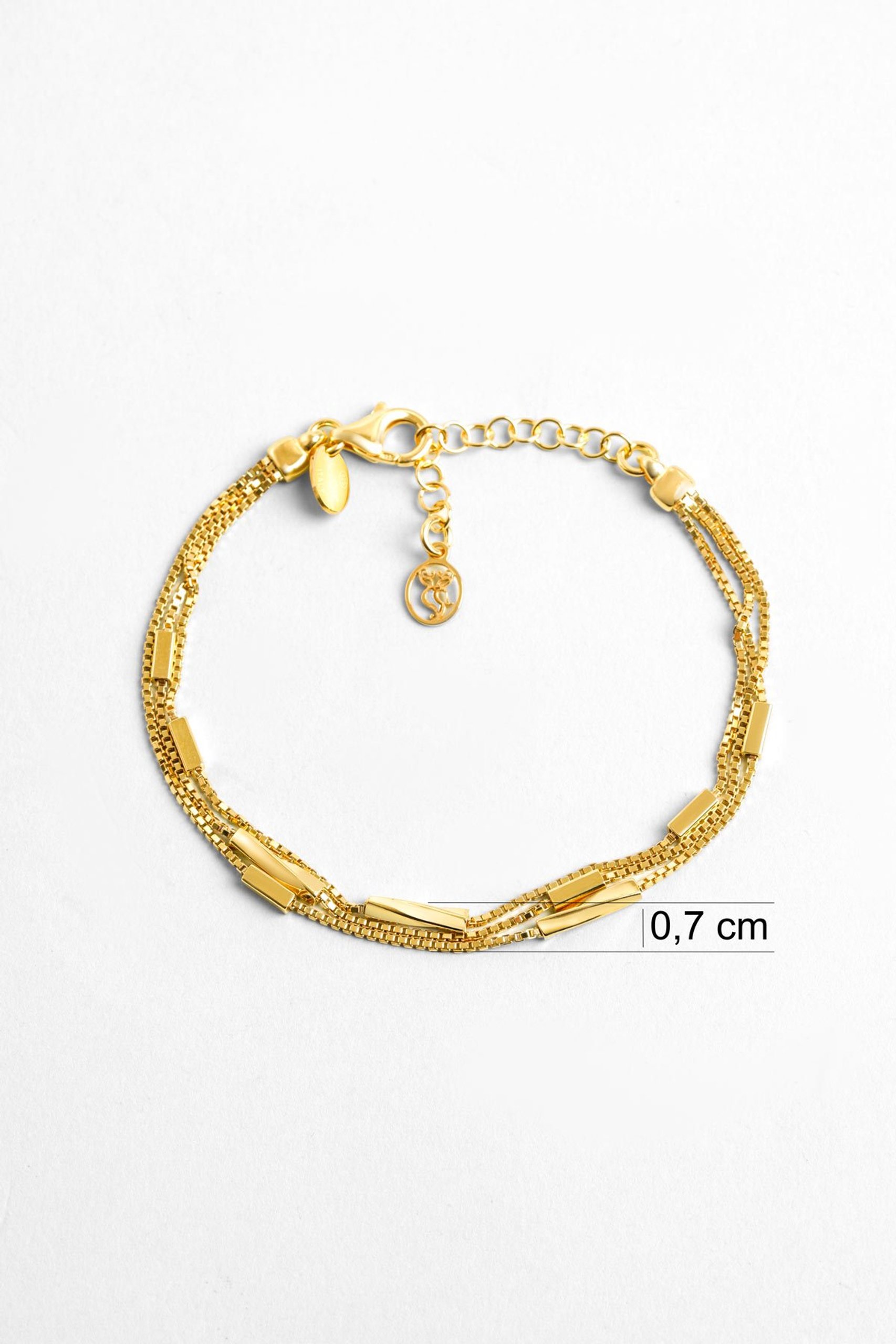 Isabella İtalyan 18 Ayar Sarı Altın Kaplama 19 Cm Gümüş Bileklik - 2