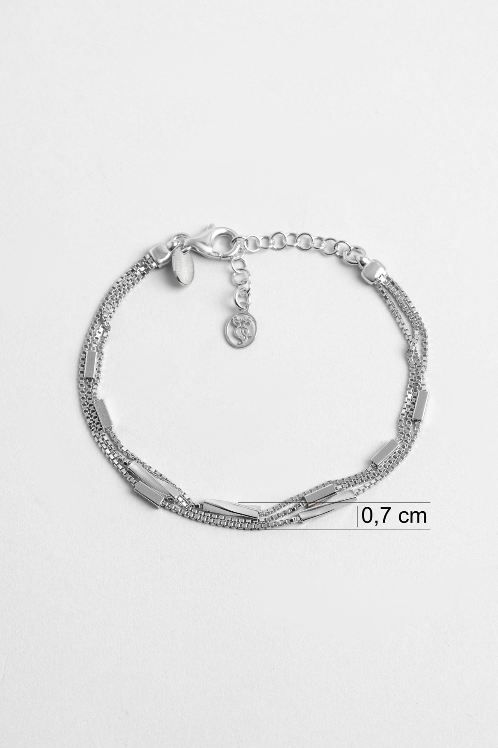 Isabella İtalyan 18 Ayar Beyaz Altın Kaplama 19 Cm Gümüş Bileklik - 2