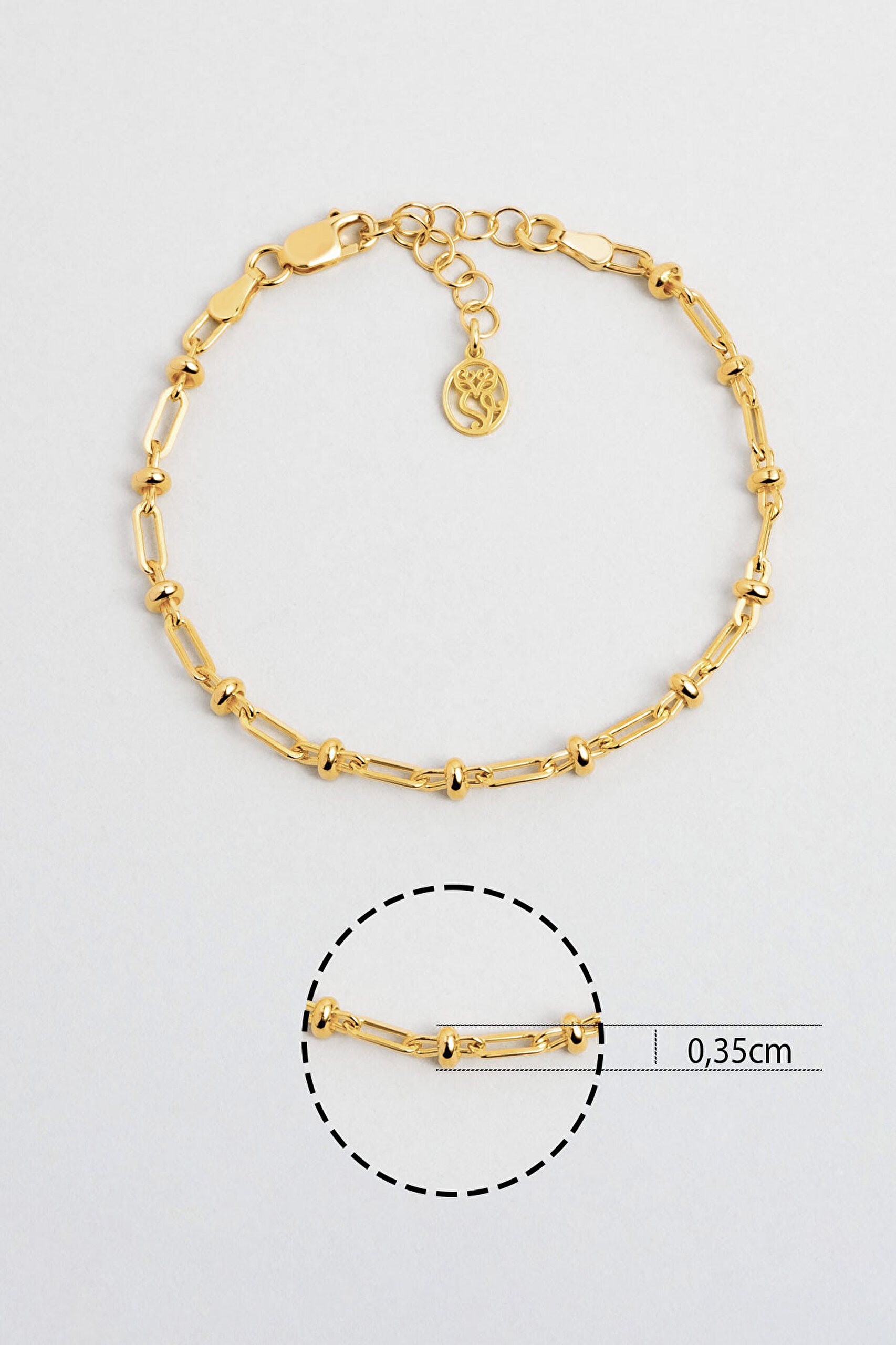 ⁠ İtalyan Tasarım Stella 18 Ayar Sarı Altın Kaplama 19 Cm Gümüş Bileklik_2}