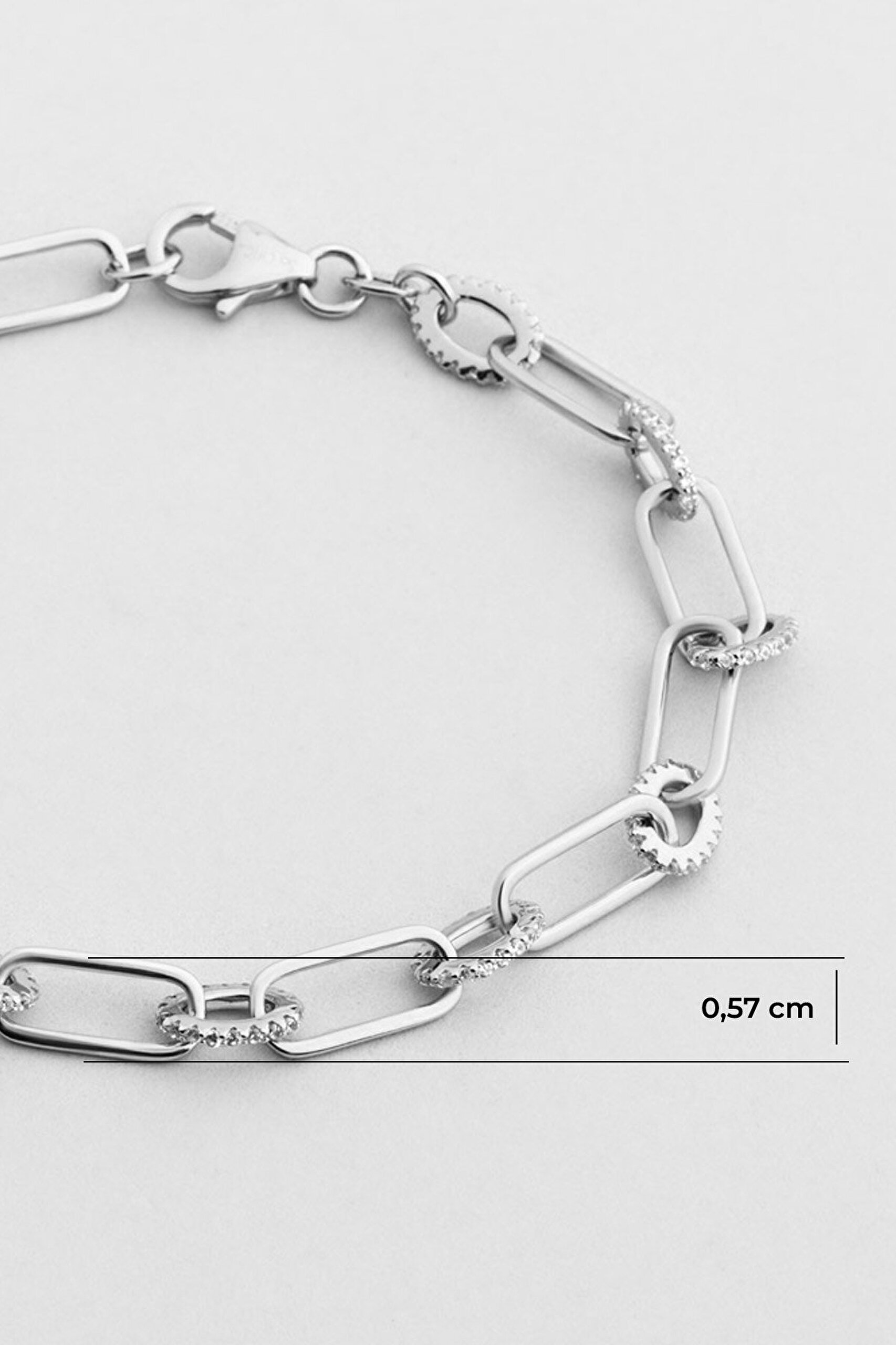 Helena 18 Ayar Beyaz Altın Kaplama Gümüş Zincir Bileklik - 2