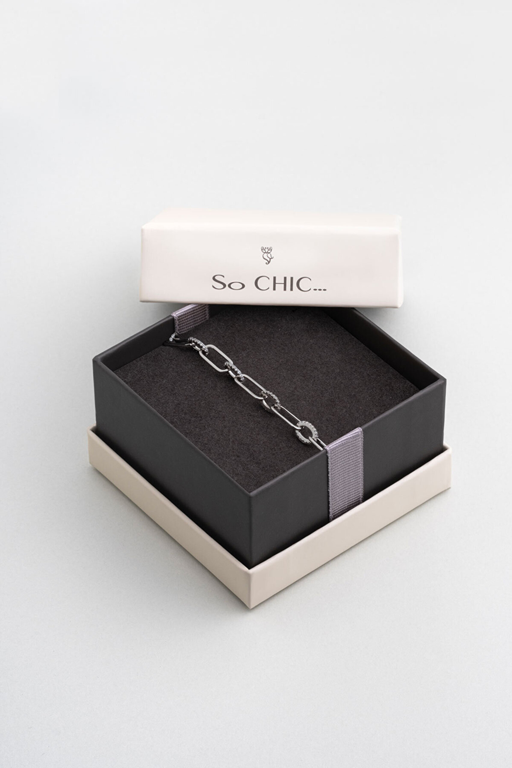 Helena 18 Ayar Beyaz Altın Kaplama Gümüş Zincir Bileklik - 4