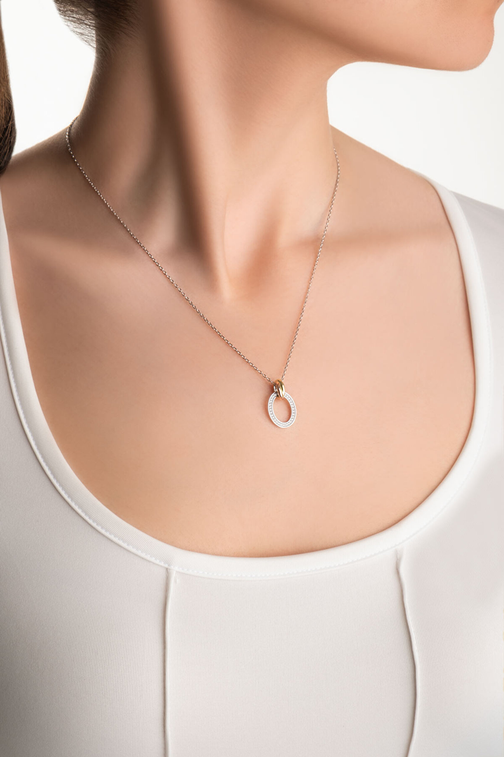 ⁠ Zamansız Stil 18 Ayar Mix Altın Kaplama 44 Cm Gümüş Kolye_3}