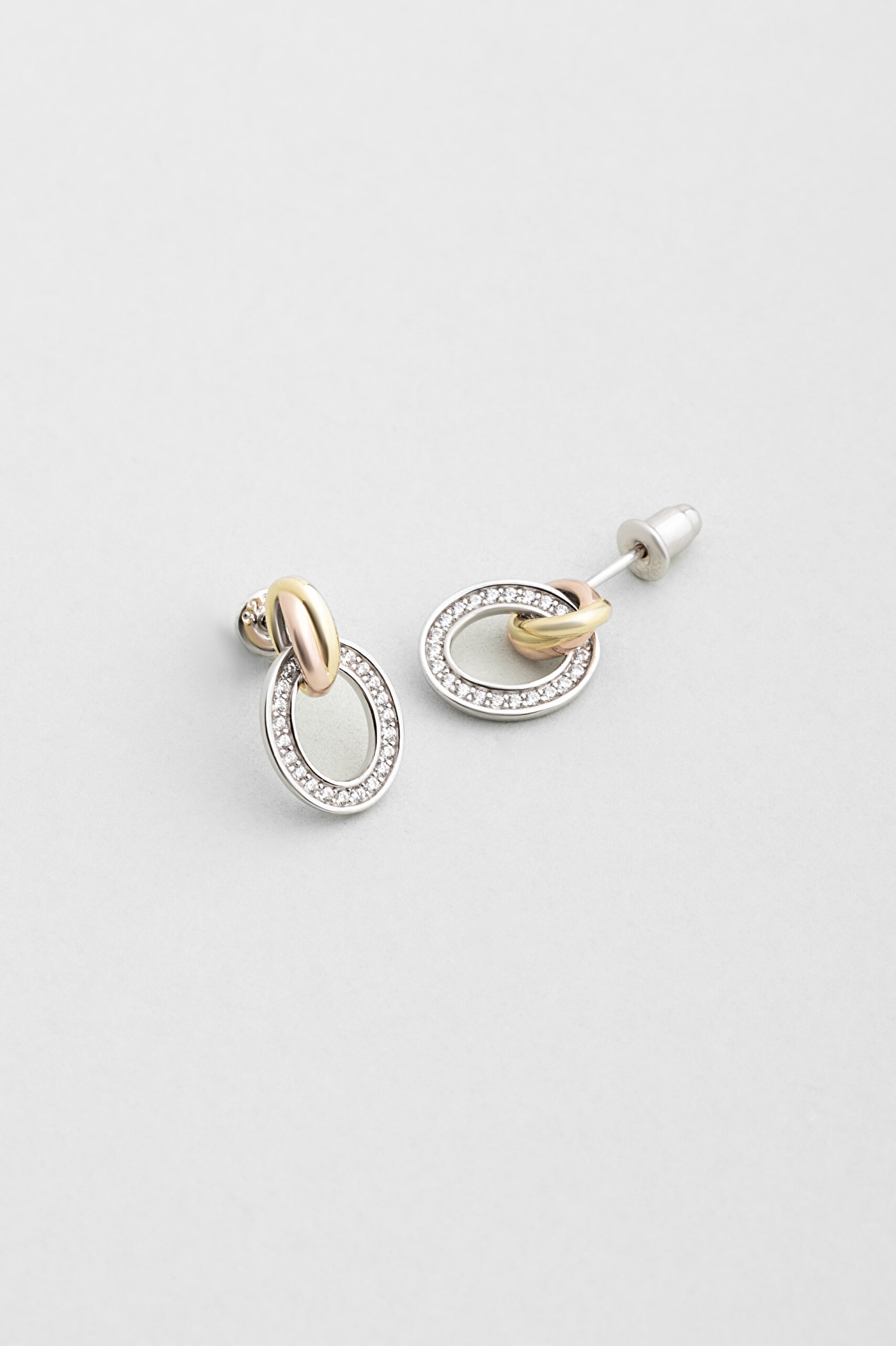 ⁠ Zamansız Stil 18 Ayar Mix Altın Kaplama Gümüş Küpe_0}