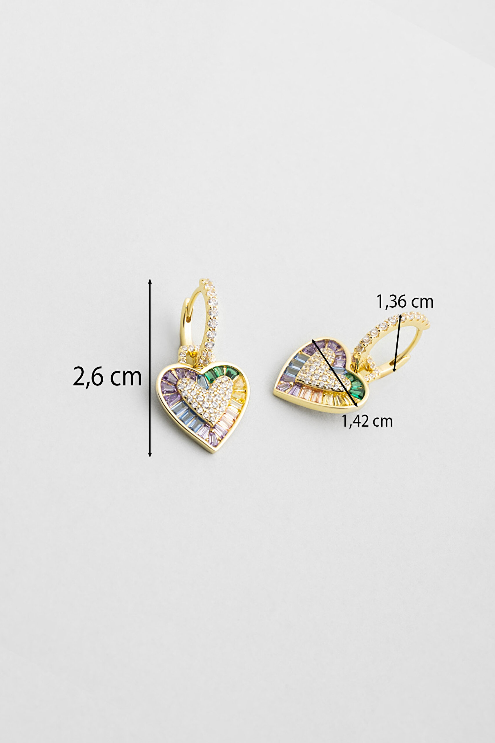 ⁠ Harmonia 18 Ayar Sarı Altın Kaplama Gümüş Kalp Küpe_2}