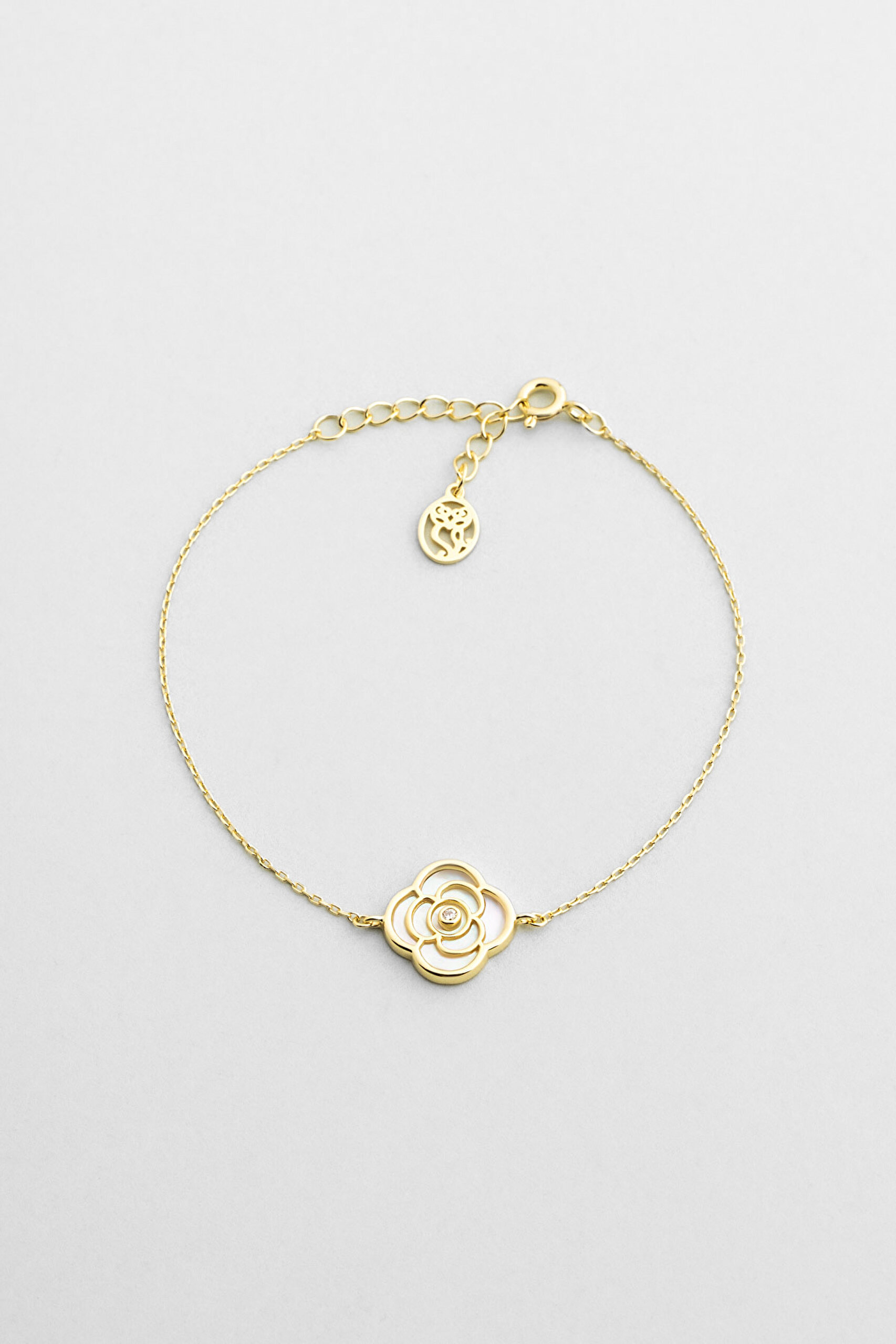 ⁠ Rosalinda 18 Ayar Sarı Altın Kaplama 19 Cm Gümüş Bileklik_0}