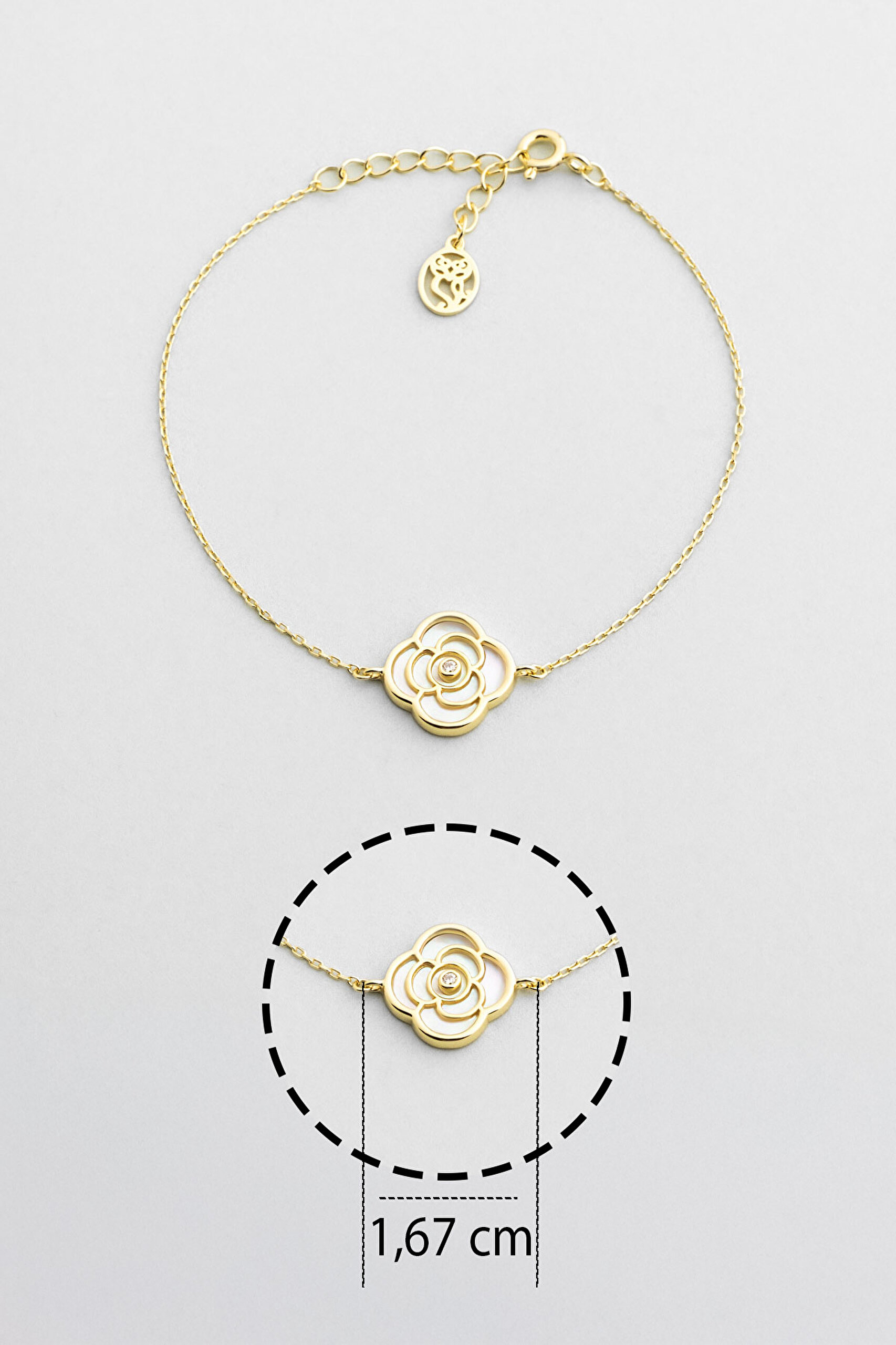 ⁠ Rosalinda 18 Ayar Sarı Altın Kaplama 19 Cm Gümüş Bileklik_2}