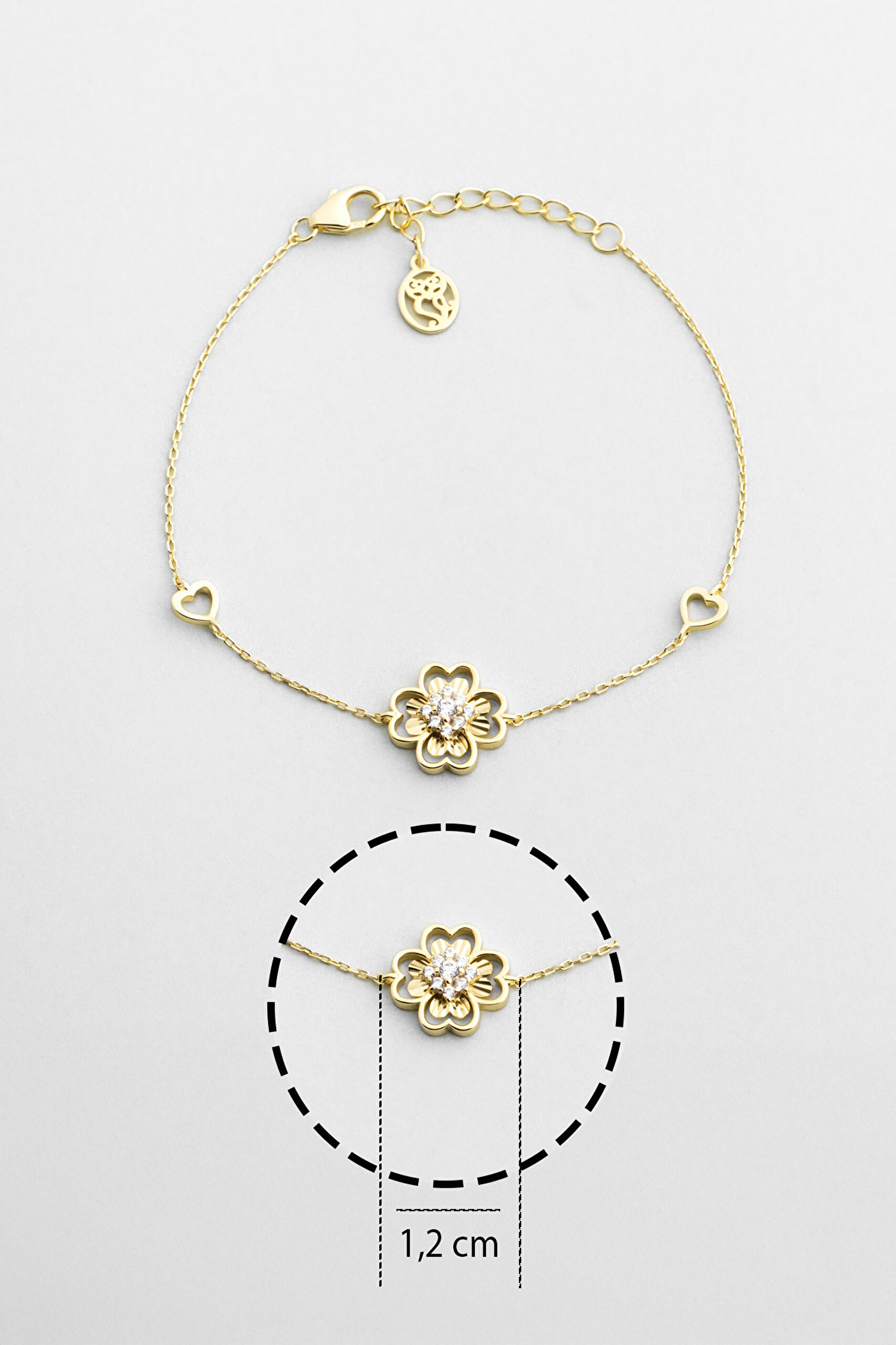 ⁠ Lucky 18 Ayar Sarı Altın Kaplama 19 Cm Gümüş Minimal Bileklik_2}