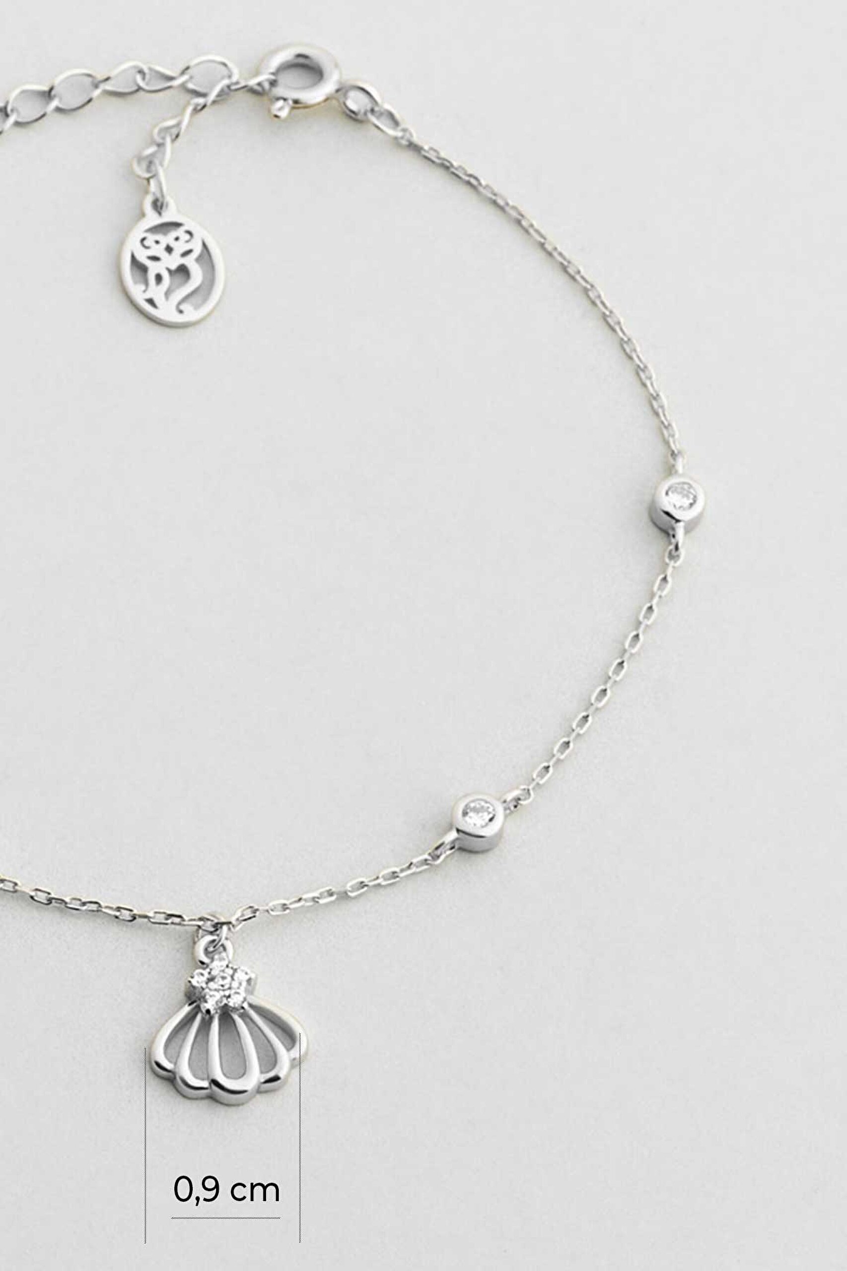 ⁠ Deniz Kabuğu 18 Ayar Beyaz Altın Kaplama Gümüş Bileklik_2}