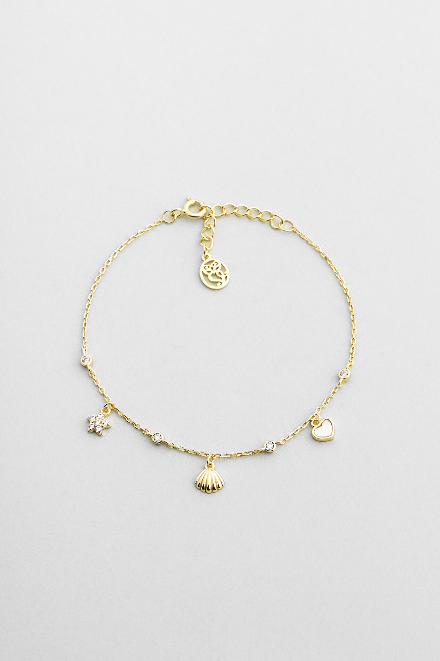 Yaz İkonları 18 Ayar Sarı Altın Kaplama 19 Cm Gümüş Bileklik - 0