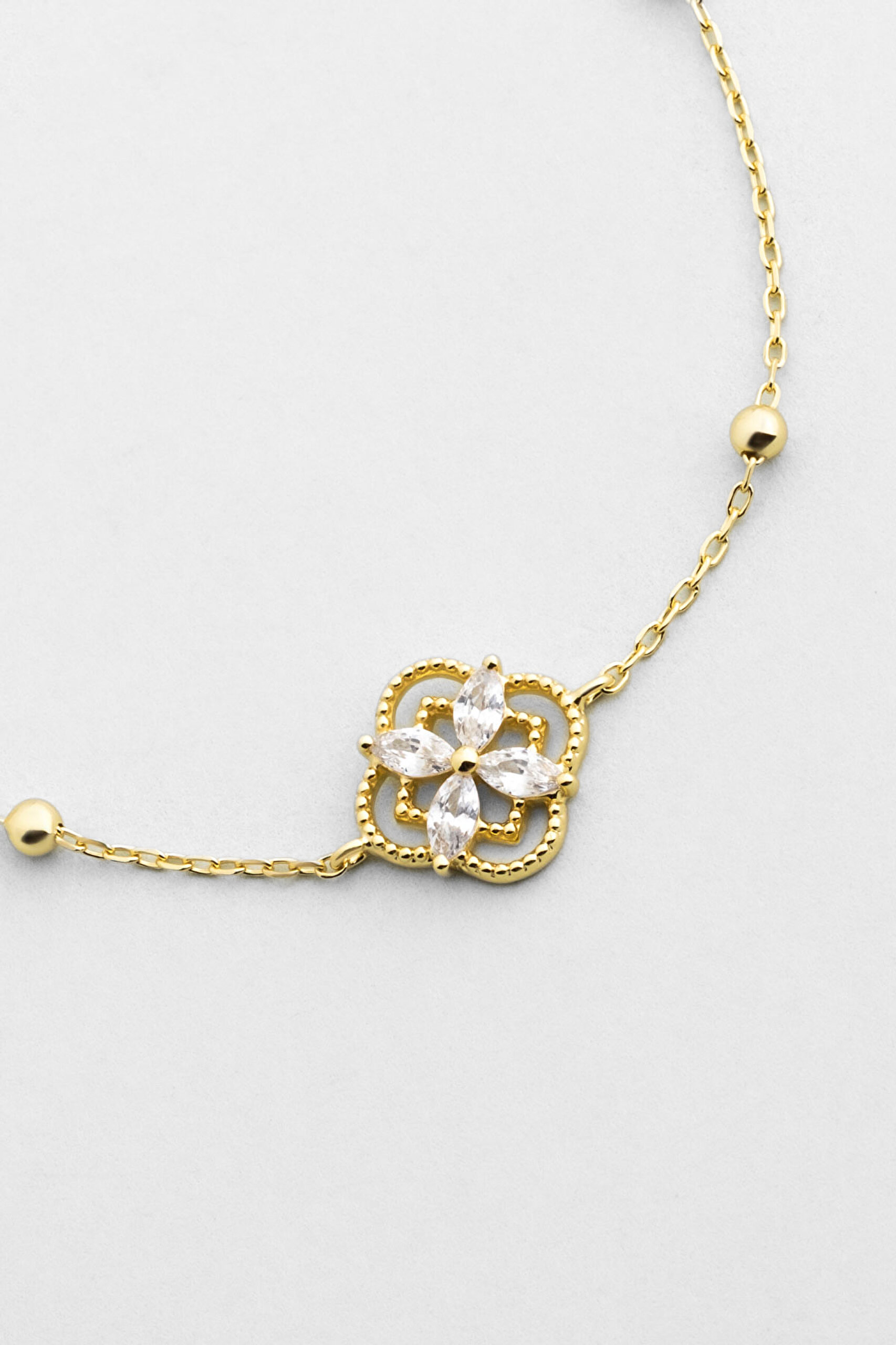 Şans Çiçeği 18 Ayar Sarı Altın Kaplama 19 Cm Gümüş Minimal Bileklik - 4