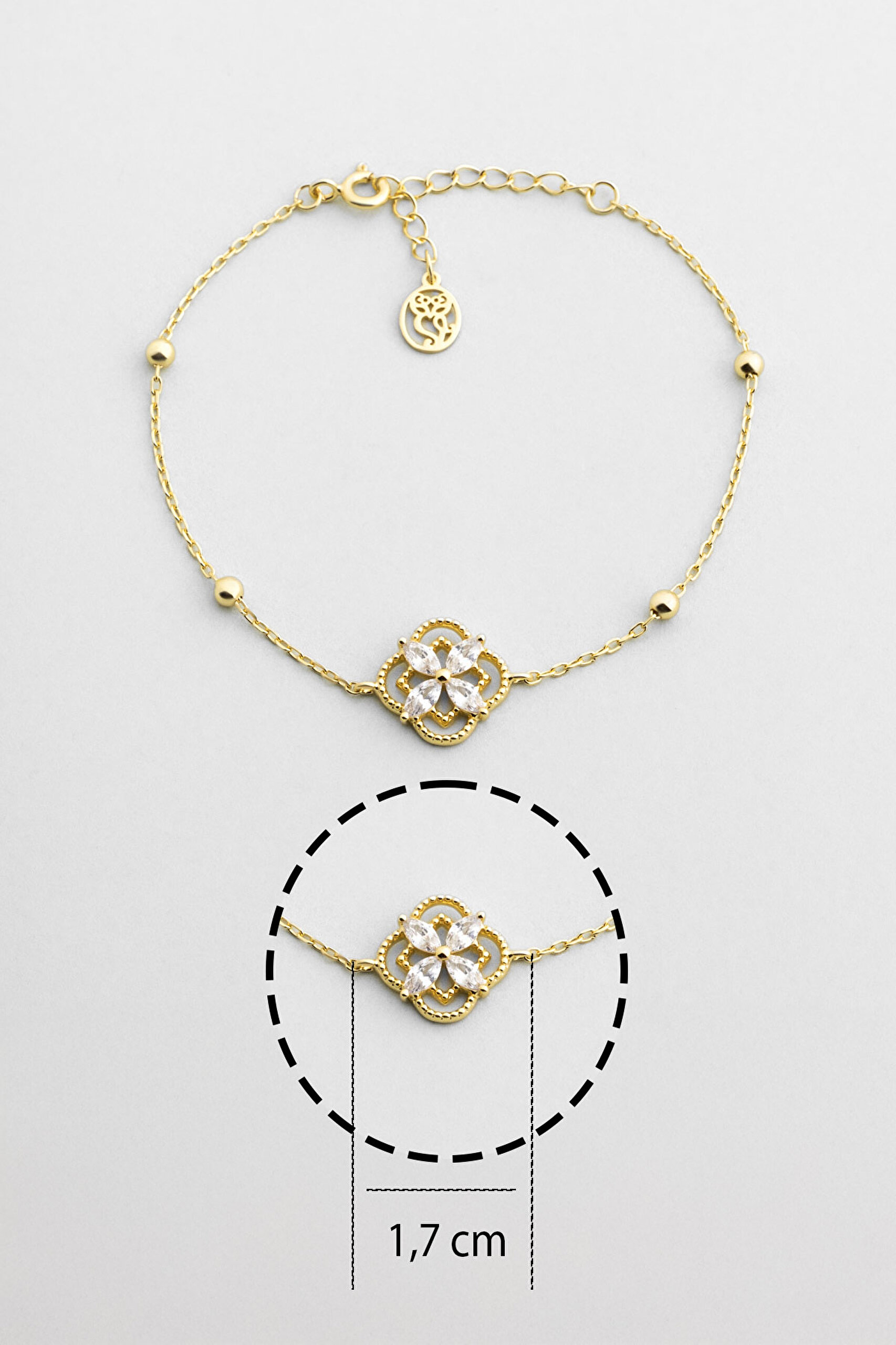 Şans Çiçeği 18 Ayar Sarı Altın Kaplama 19 Cm Gümüş Minimal Bileklik - 2