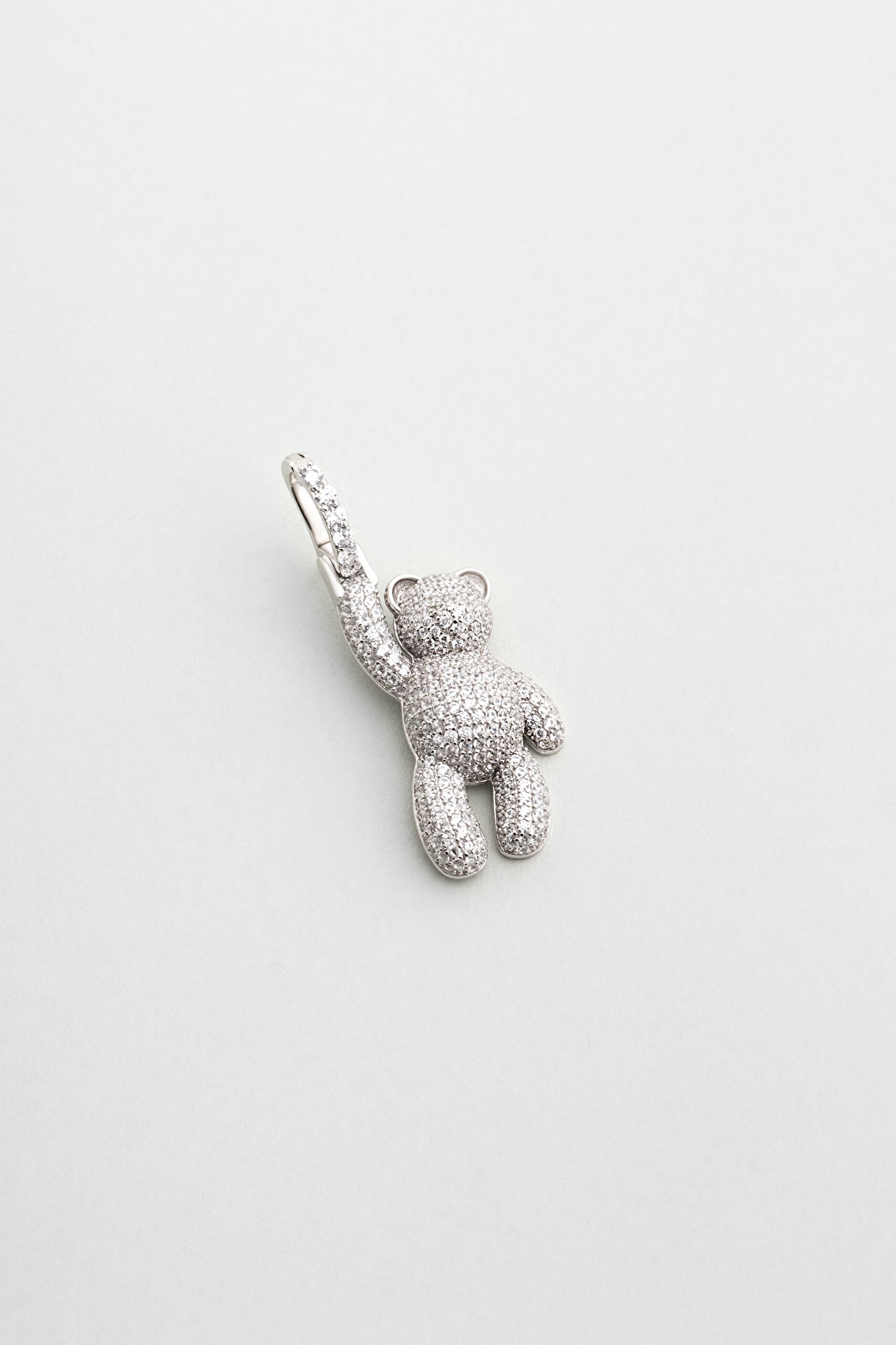 ⁠ Tiny Bear 18 Ayar Beyaz Altın Kaplama Gümüş Charm_0}