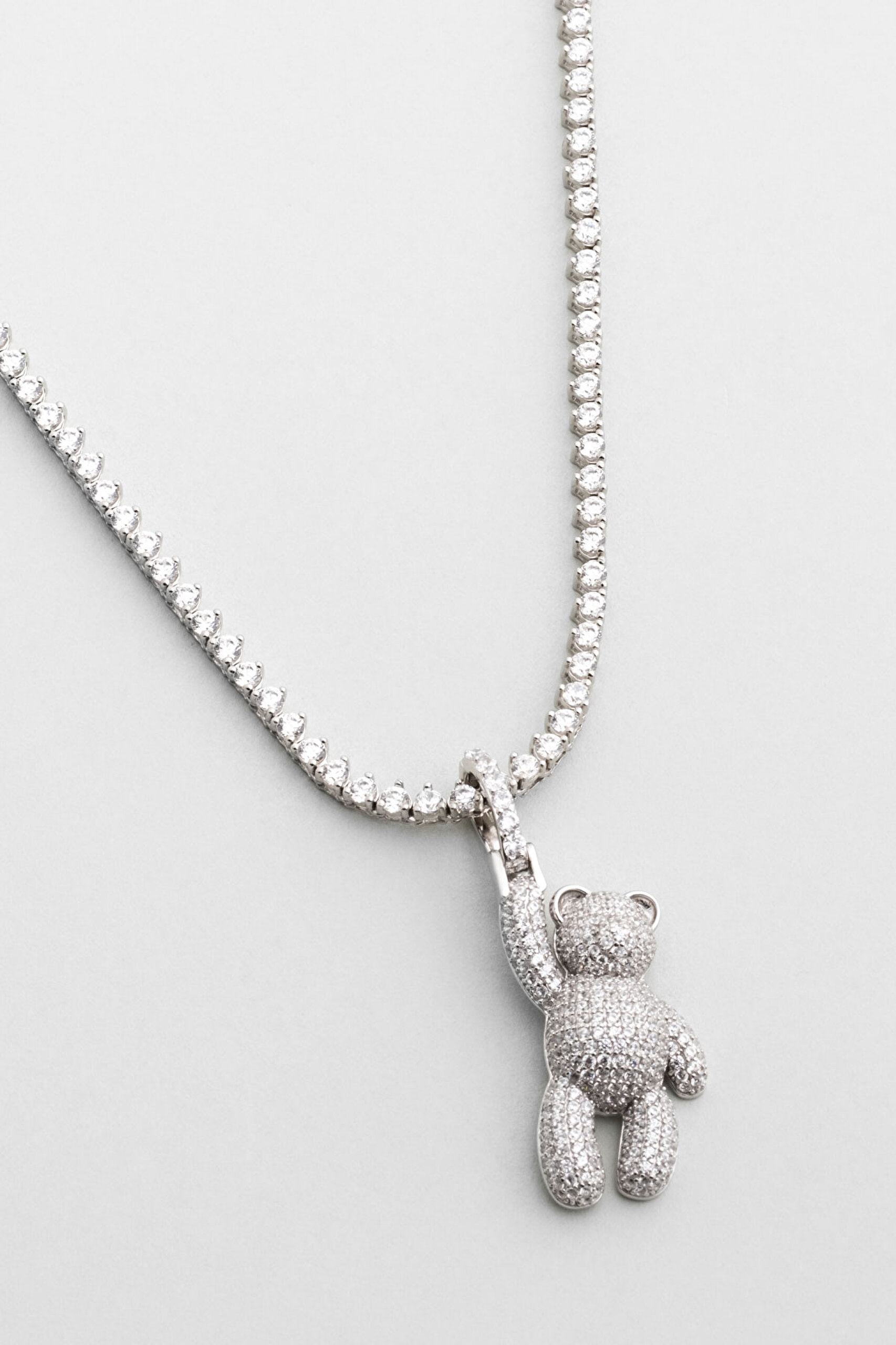 ⁠ Tiny Bear 18 Ayar Beyaz Altın Kaplama Gümüş Charm_6}