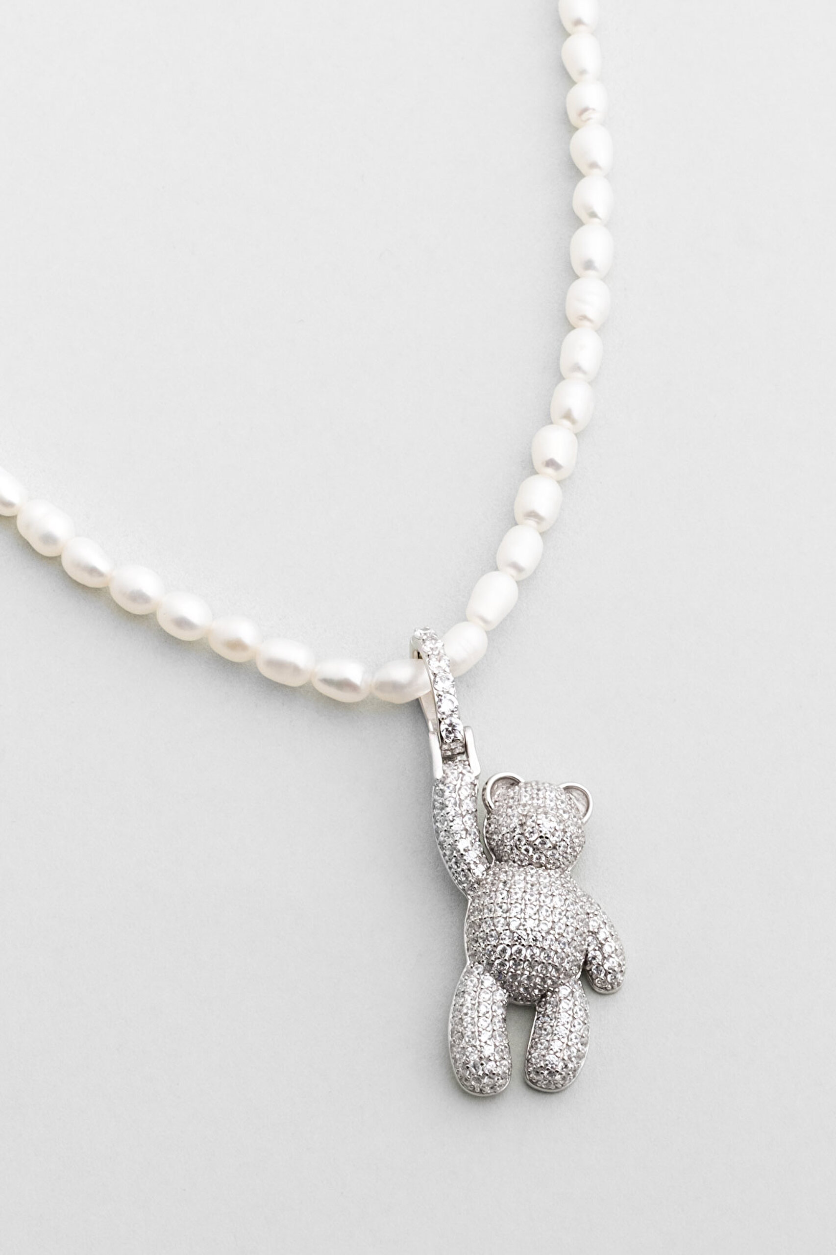 ⁠ Tiny Bear 18 Ayar Beyaz Altın Kaplama Gümüş Charm_4}
