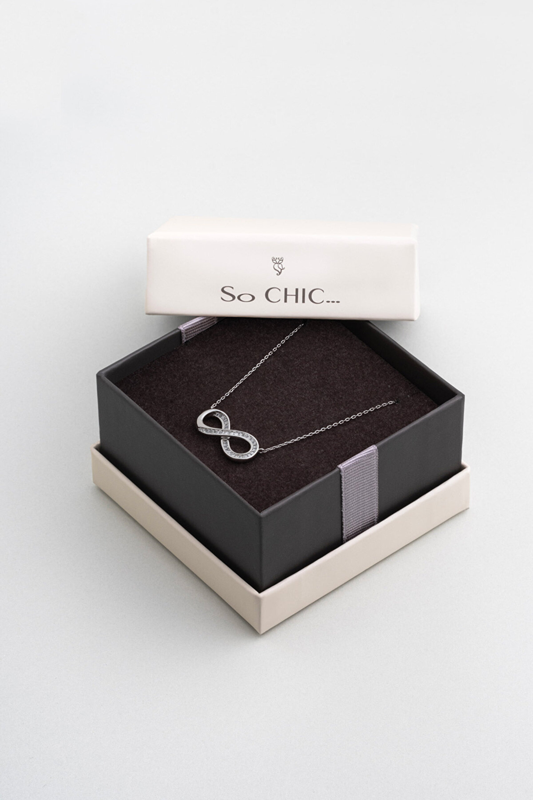 Sonsuz Aşk 18 Ayar Beyaz Altın Kaplama 45 Cm Gümüş Kolye - 5