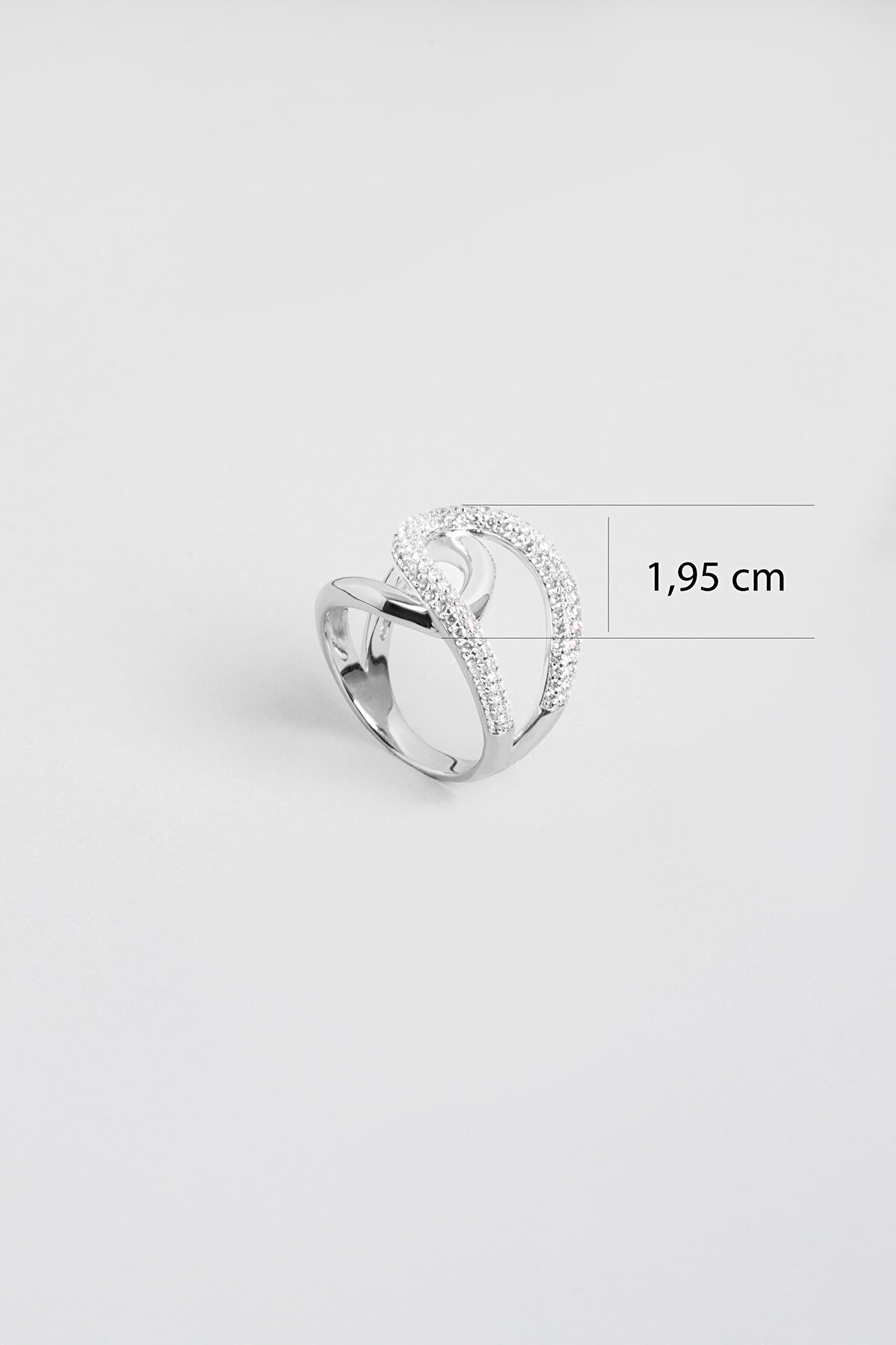 Işıltı Masalı 18 Ayar Beyaz Altın Kaplama Gümüş Tasarım Yüzük - 2