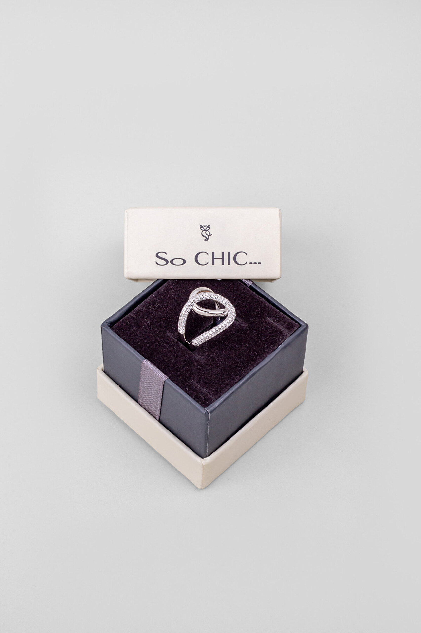 Işıltı Masalı 18 Ayar Beyaz Altın Kaplama Gümüş Tasarım Yüzük - 4