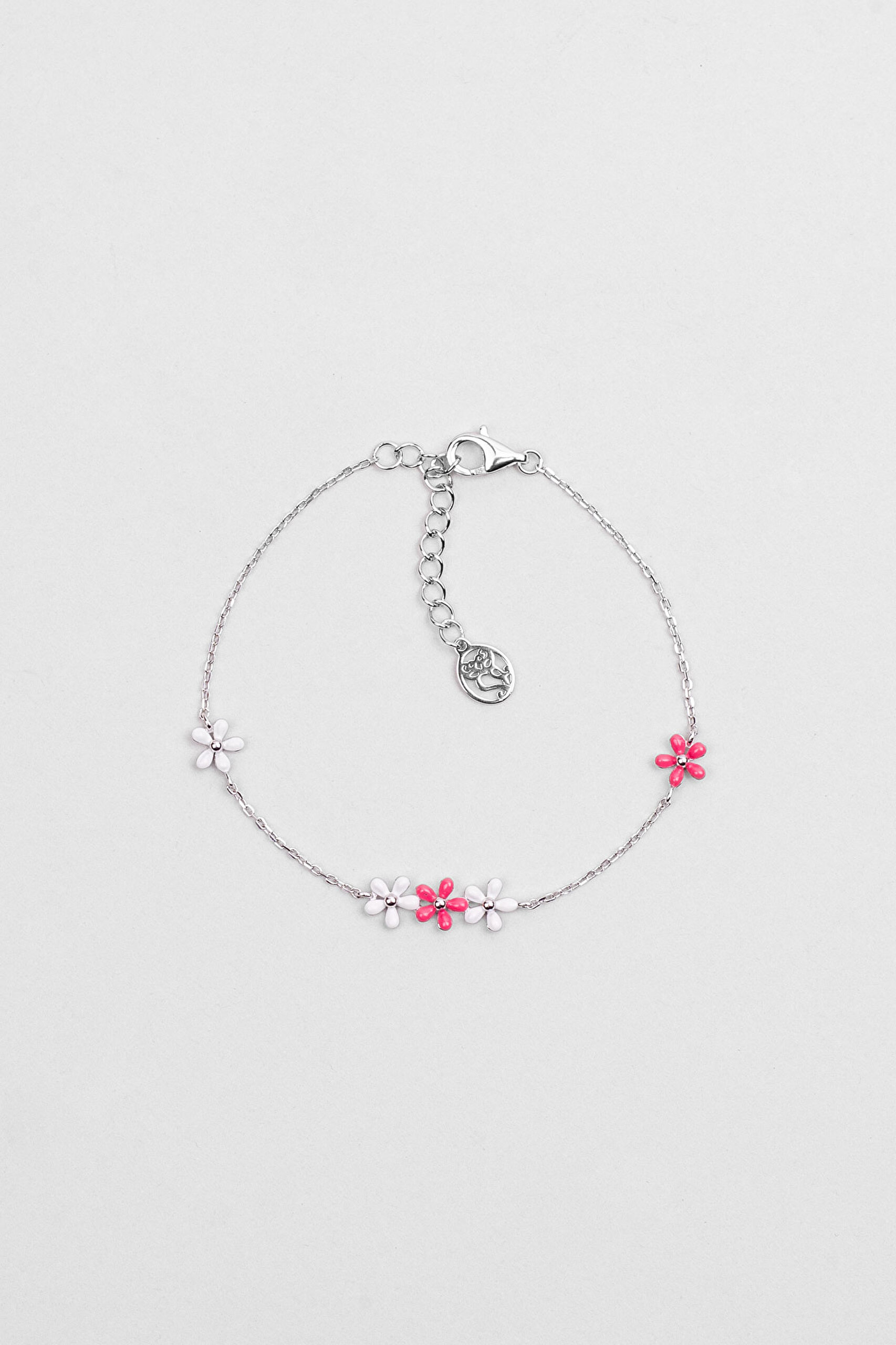 ⁠ Aztek Çiçeği 18 Ayar Beyaz Altın Kaplama 19 Cm Gümüş Bileklik_0}