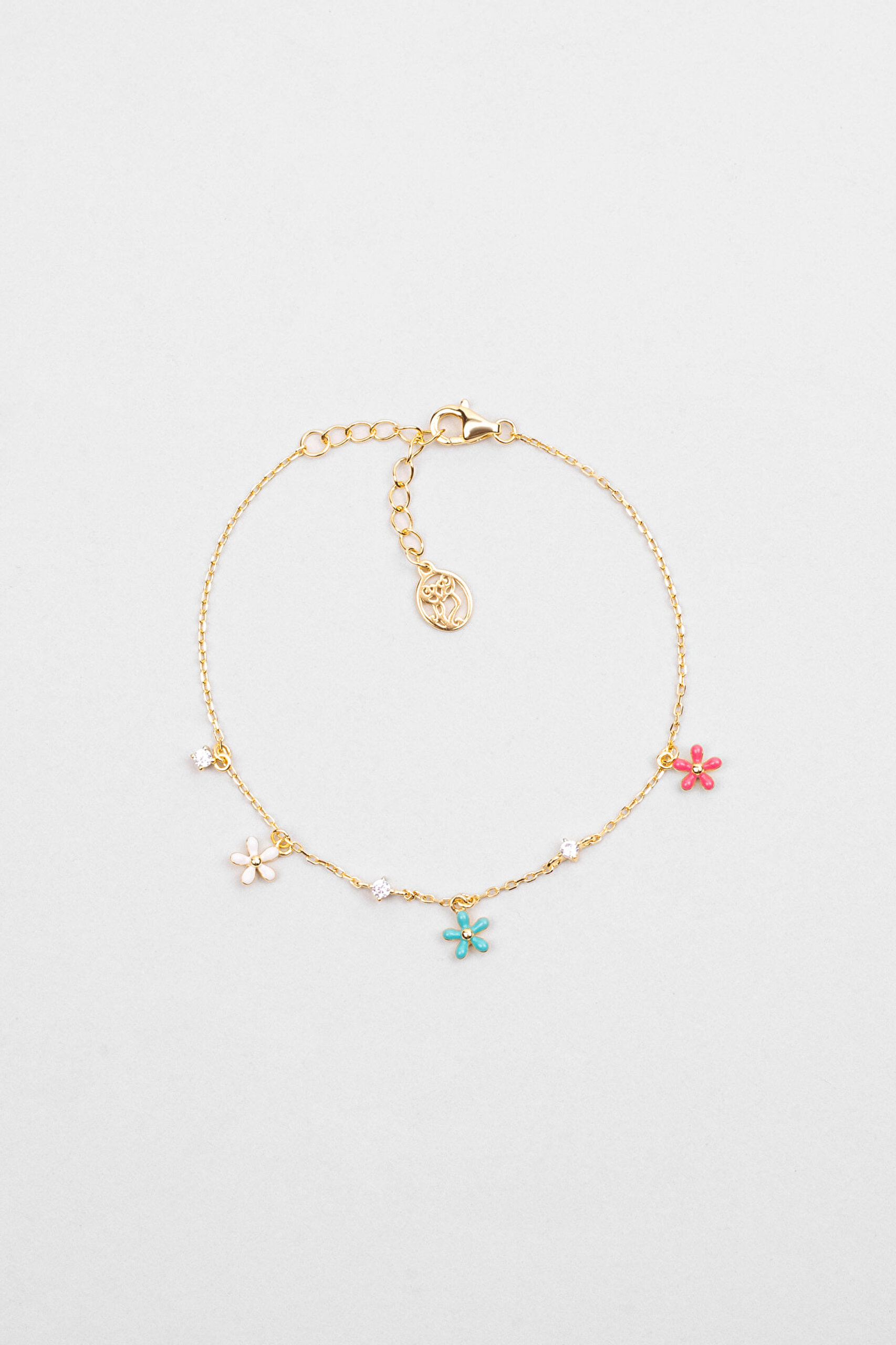 ⁠ Marsilya Çiçeği 18 Ayar Sarı Altın Kaplama 19 Cm Gümüş Bileklik_0}