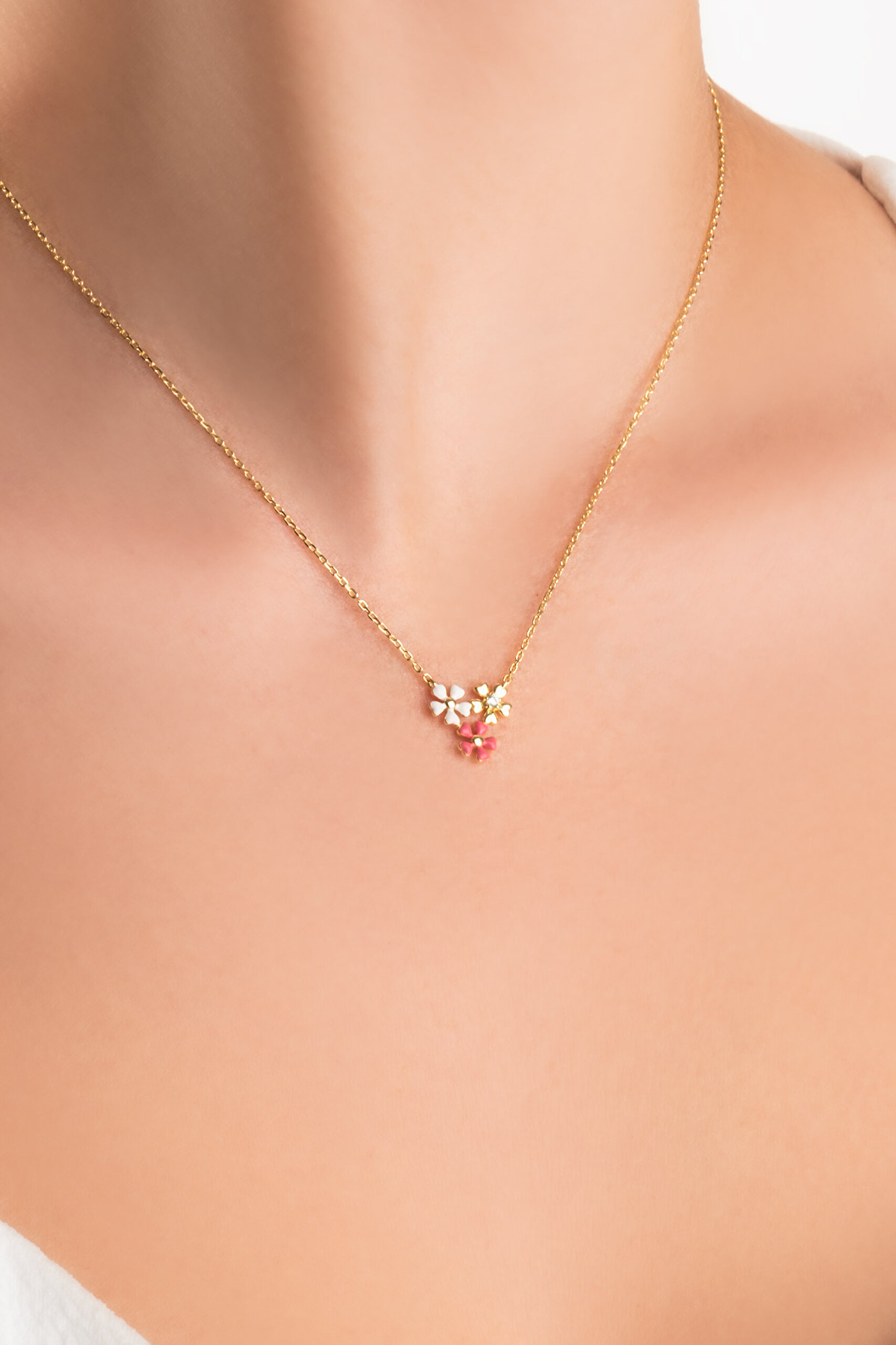 ⁠ Sevilla Çiçeği 18 Ayar Sarı Altın Kaplama 45 Cm Gümüş Kolye_1}