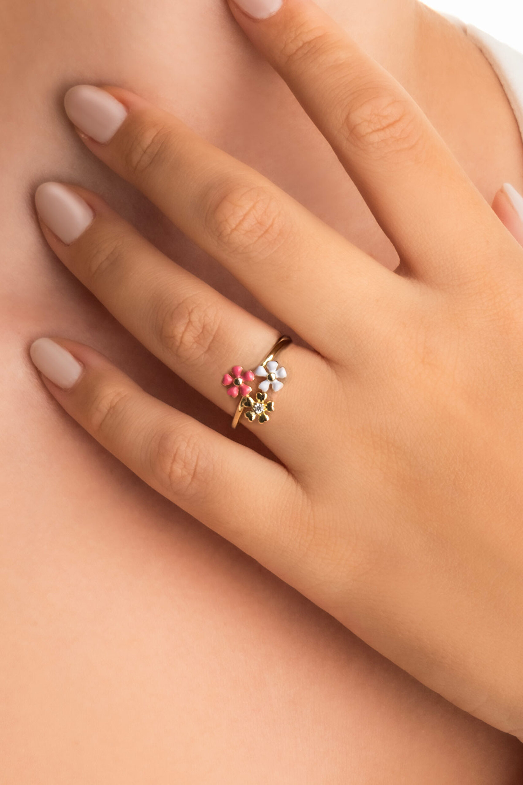 ⁠ Sevilla Çiçeği 18 Ayar Sarı Altın Kaplama Gümüş Ayarlanabilir Yüzük_1}