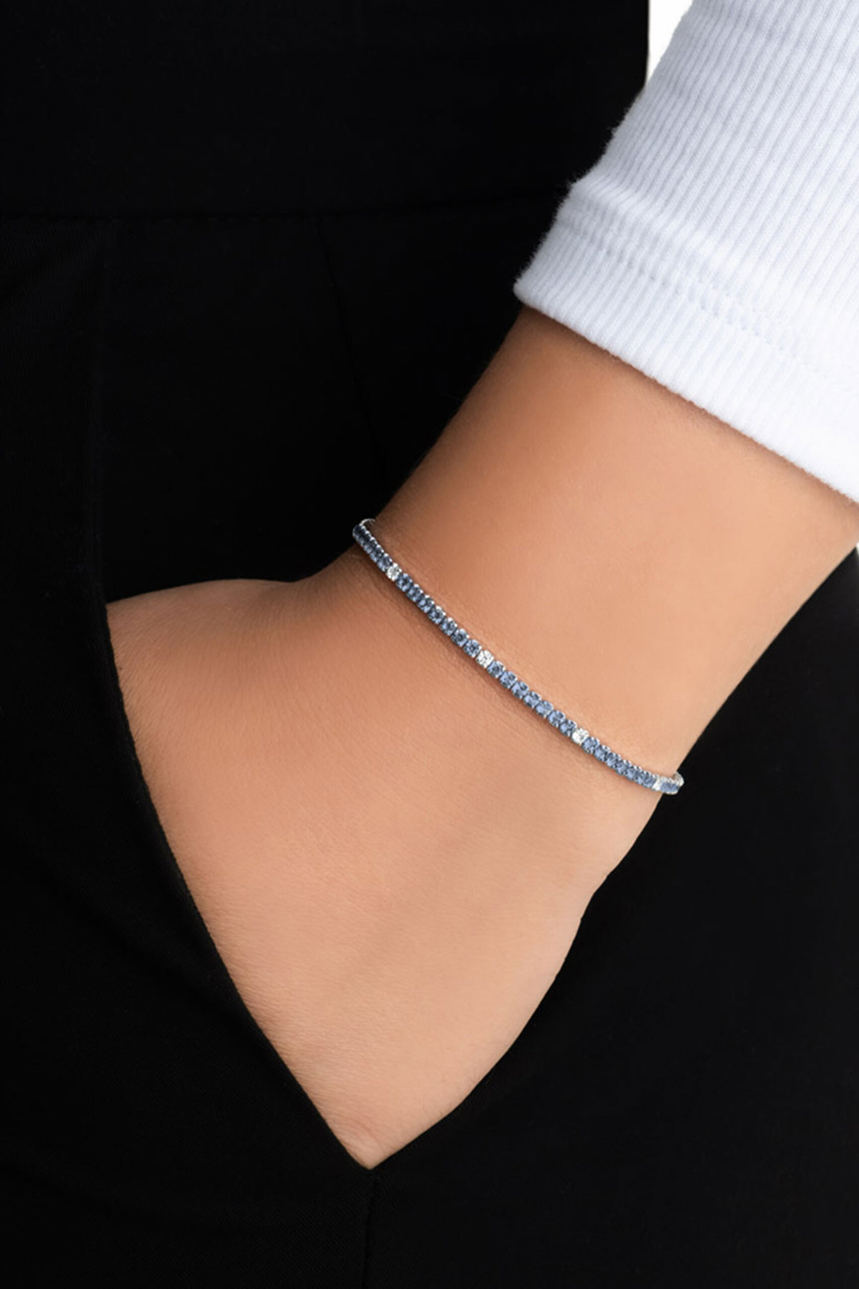 ⁠ Gökkuşağı Yolculuğu 18 Ayar Beyaz Altın Kaplama 19 Cm Su Yolu Bileklik_1}