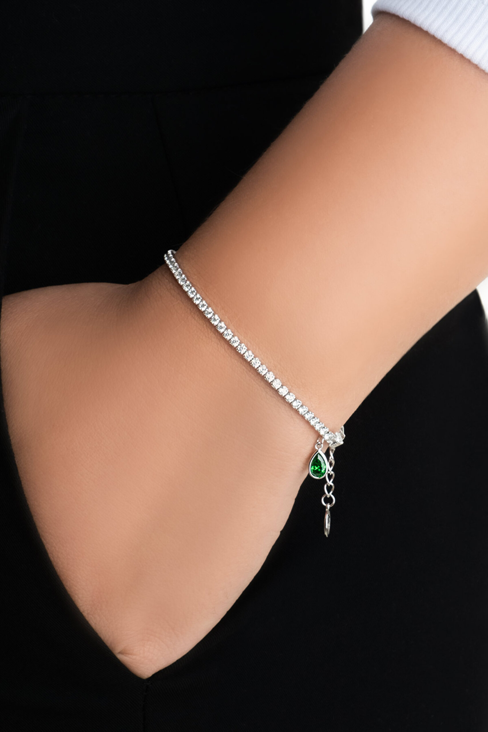 ⁠ Aşk Işığı 18 Ayar Beyaz Altın Kaplama 19 Cm Gümüş Su Yolu Bileklik_1}