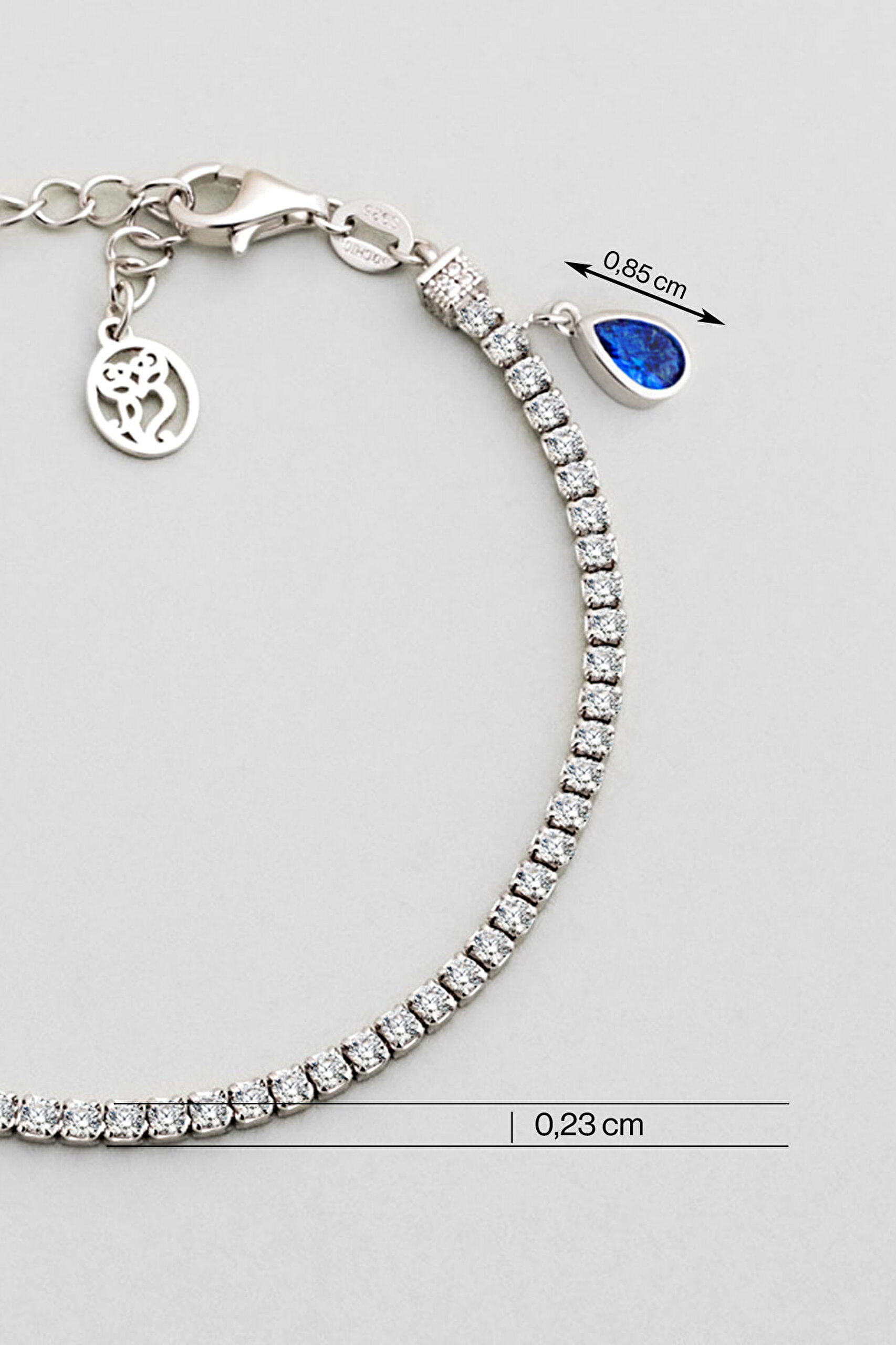 ⁠ Aşk Işığı 18 Ayar Beyaz Altın Kaplama 19 Cm Gümüş Su Yolu Bileklik_2}