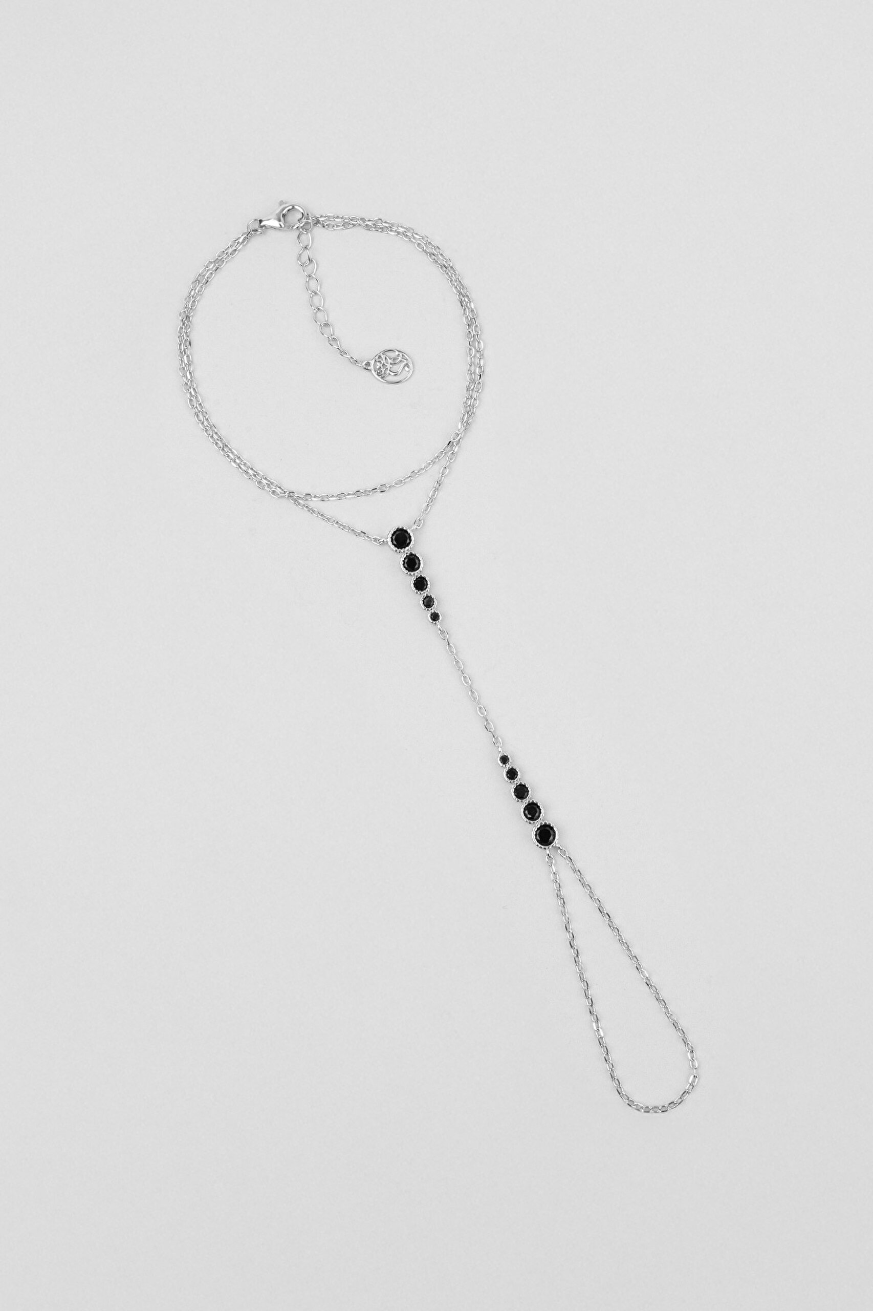 ⁠ Avangard Siyah Taşlı 18 Ayar Sarı Altın Kaplama 21 Cm Gümüş Şahmeran_0}