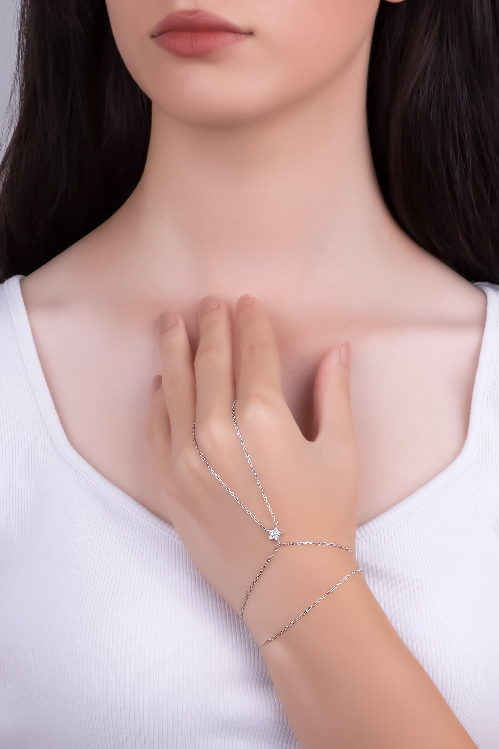 ⁠ Mistik Yıldız 18 Ayar Beyaz Altın Kaplama 21 Cm Gümüş Şahmeran_3}