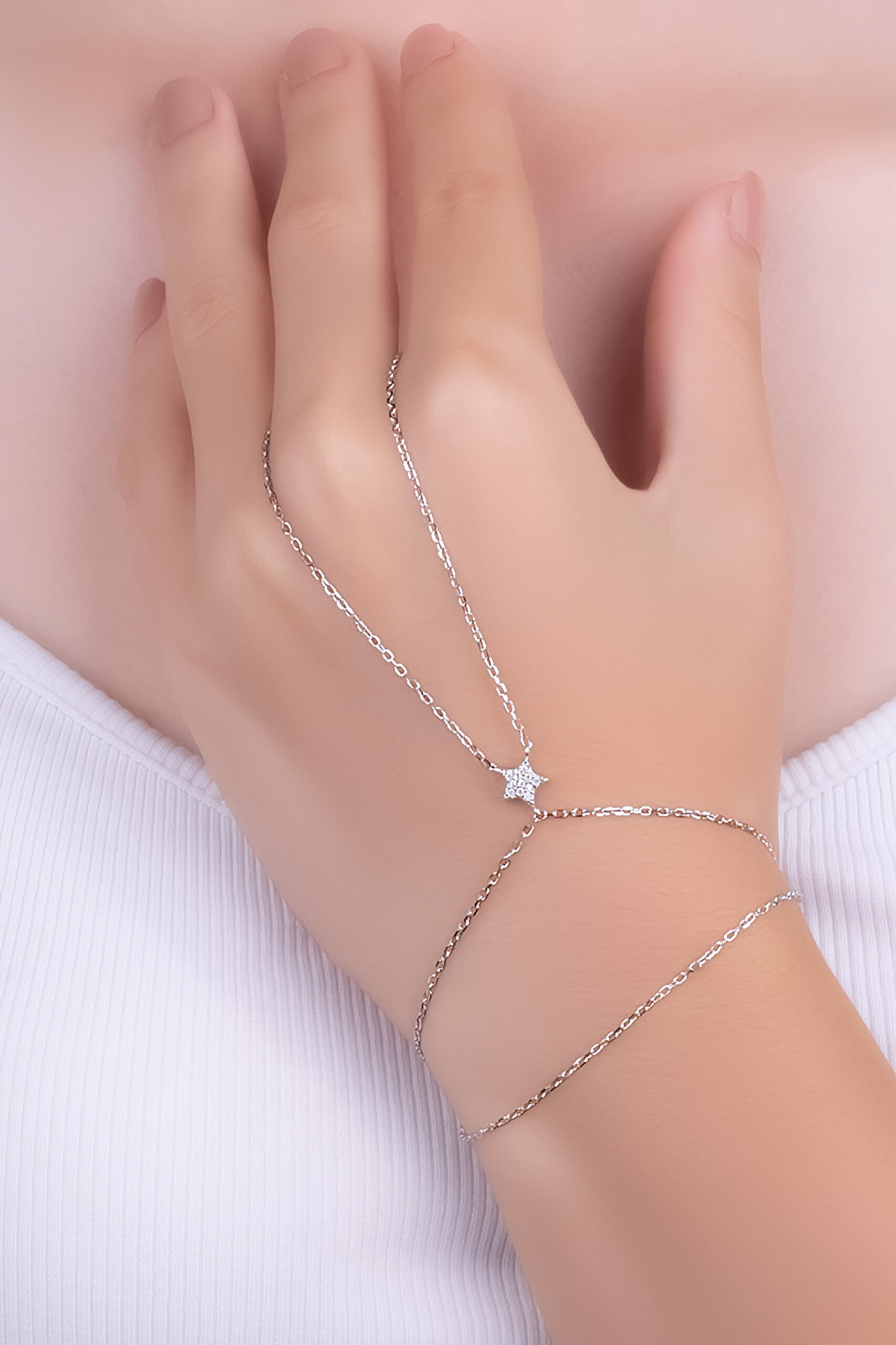 ⁠ Mistik Yıldız 18 Ayar Beyaz Altın Kaplama 21 Cm Gümüş Şahmeran_1}