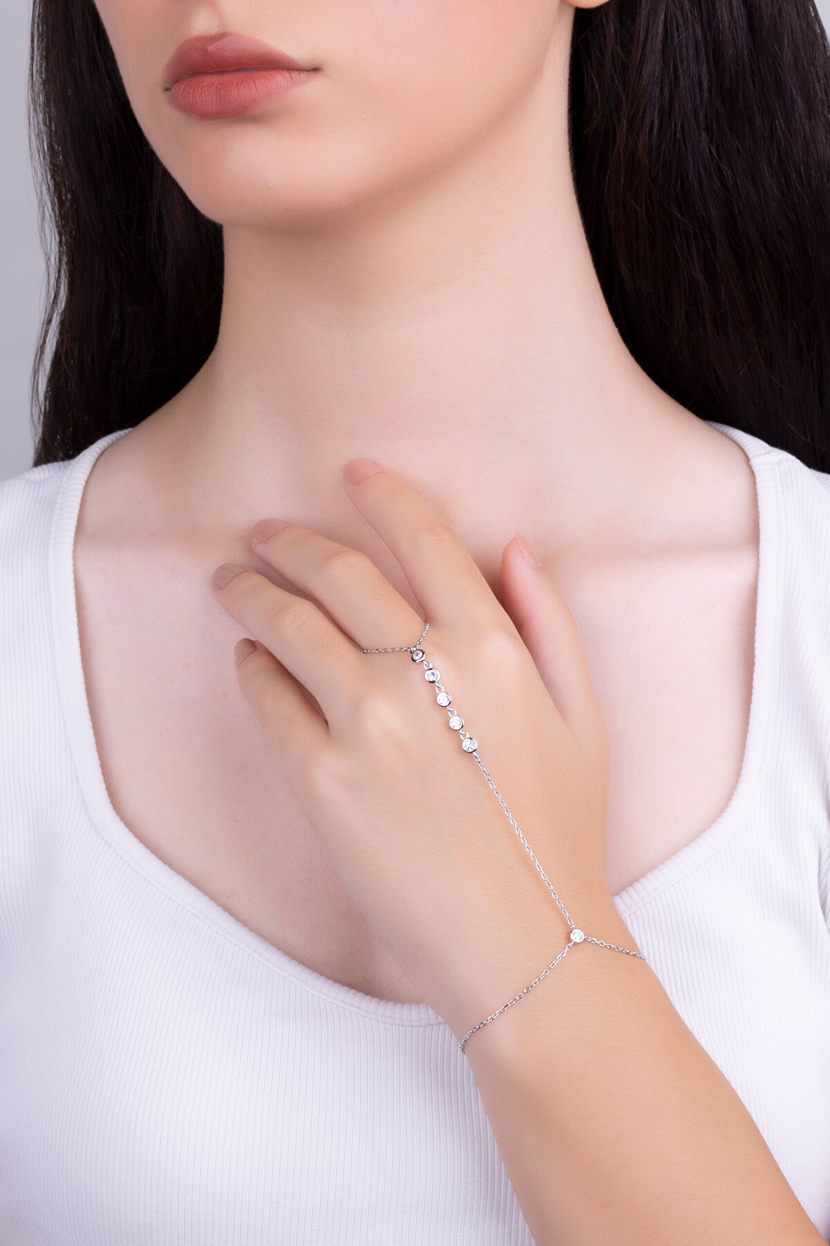 Özel So Chic... Taşlı 18 Ayar Beyaz Altın Kaplama 24 Cm Gümüş Şahmeran - 3