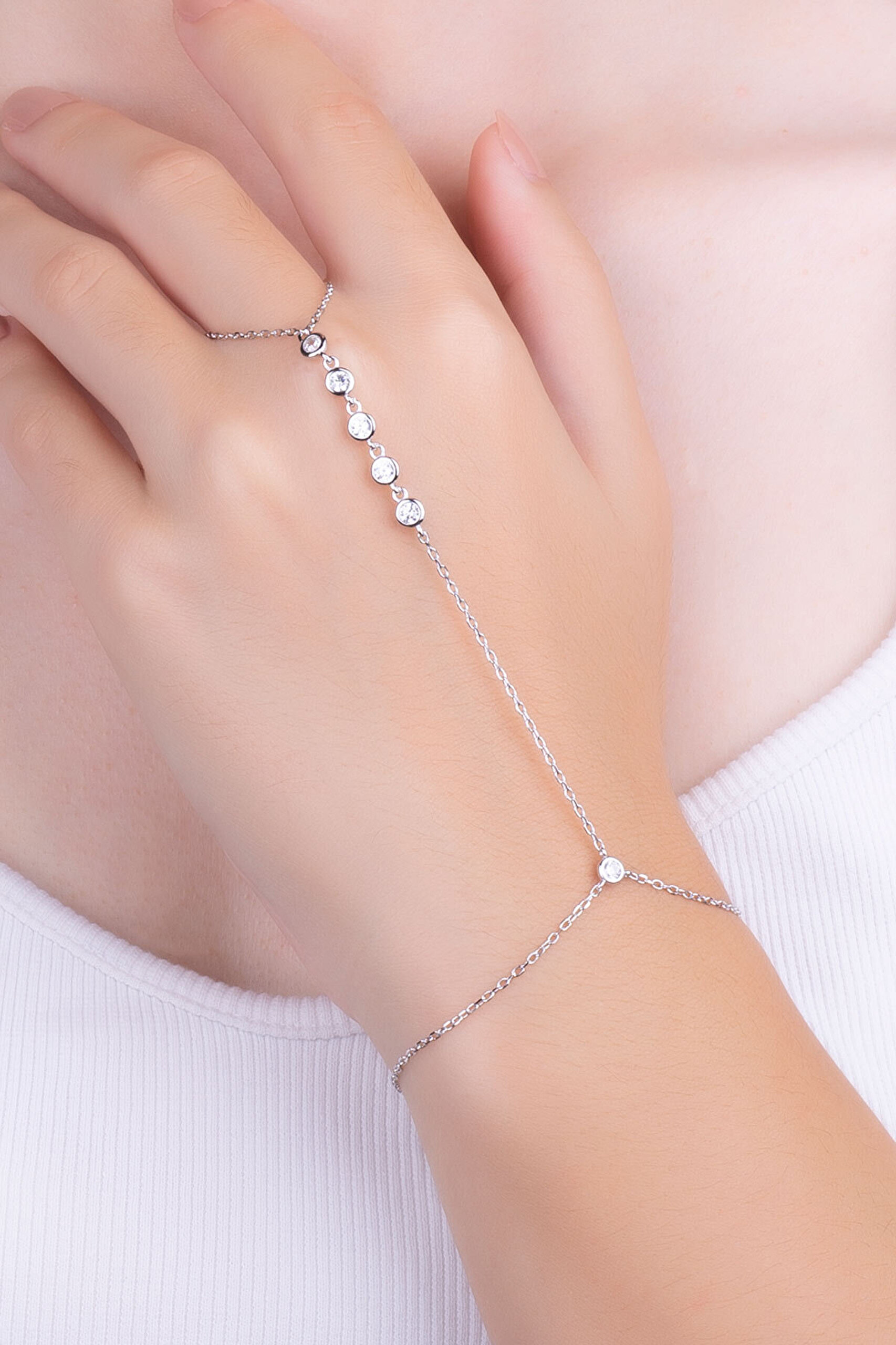 Özel So Chic... Taşlı 18 Ayar Beyaz Altın Kaplama 24 Cm Gümüş Şahmeran - 1