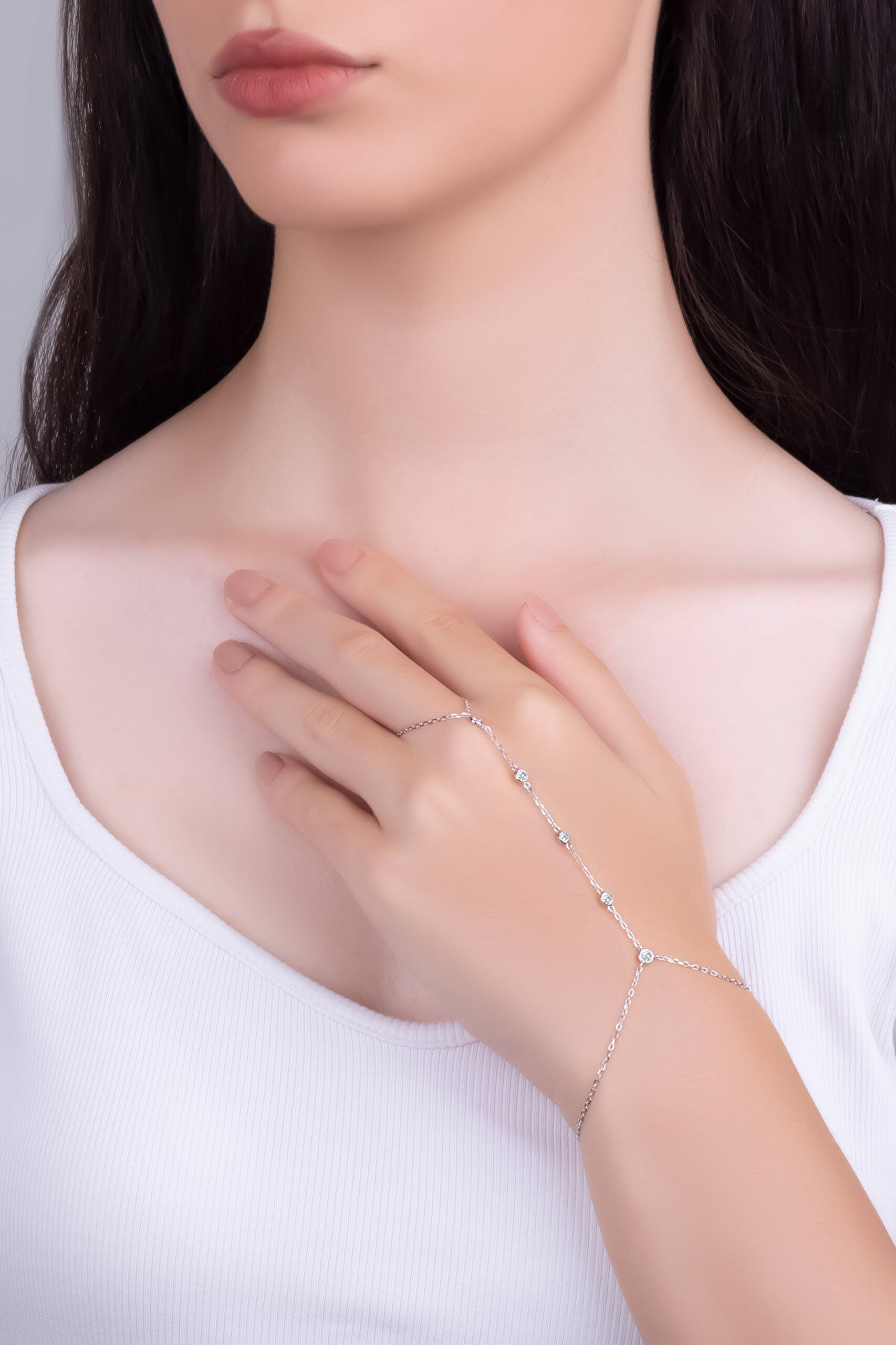 Mira 18 Ayar Beyaz Altın Kaplama 22 Cm Gümüş Şahmeran - 3